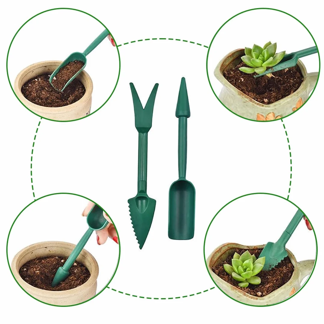 WeddHuis Set de 8 Outils de Repiquage - Kit de Plantation avec Fourchette et Bâton pour Transplanter Semis, Distributeur de Graines (Vert Foncé)