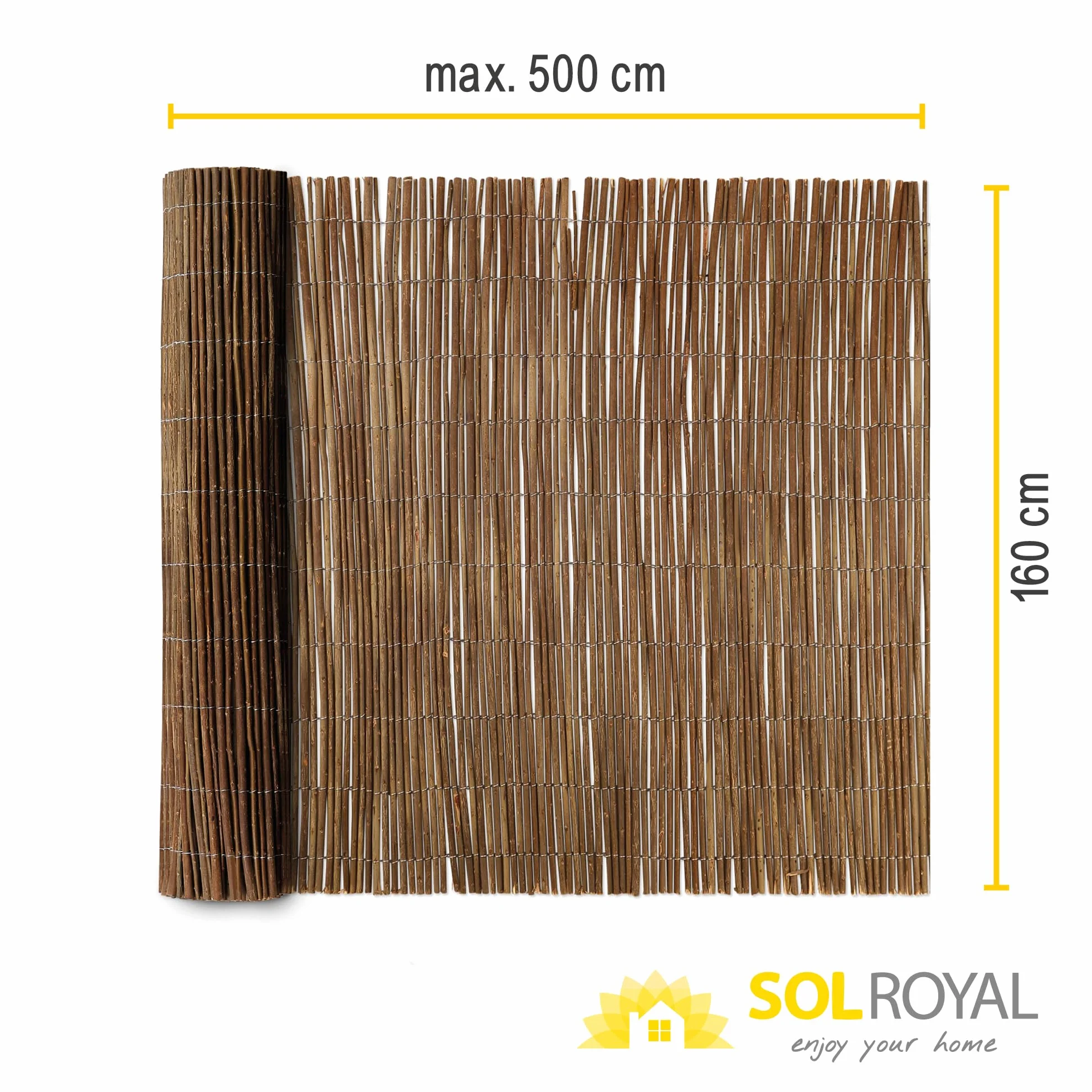 Sol Royal Canisse en Osier Brise-Vue Balcon 500x160 cm Pare Soleil Terrasse Protection Vent Saule