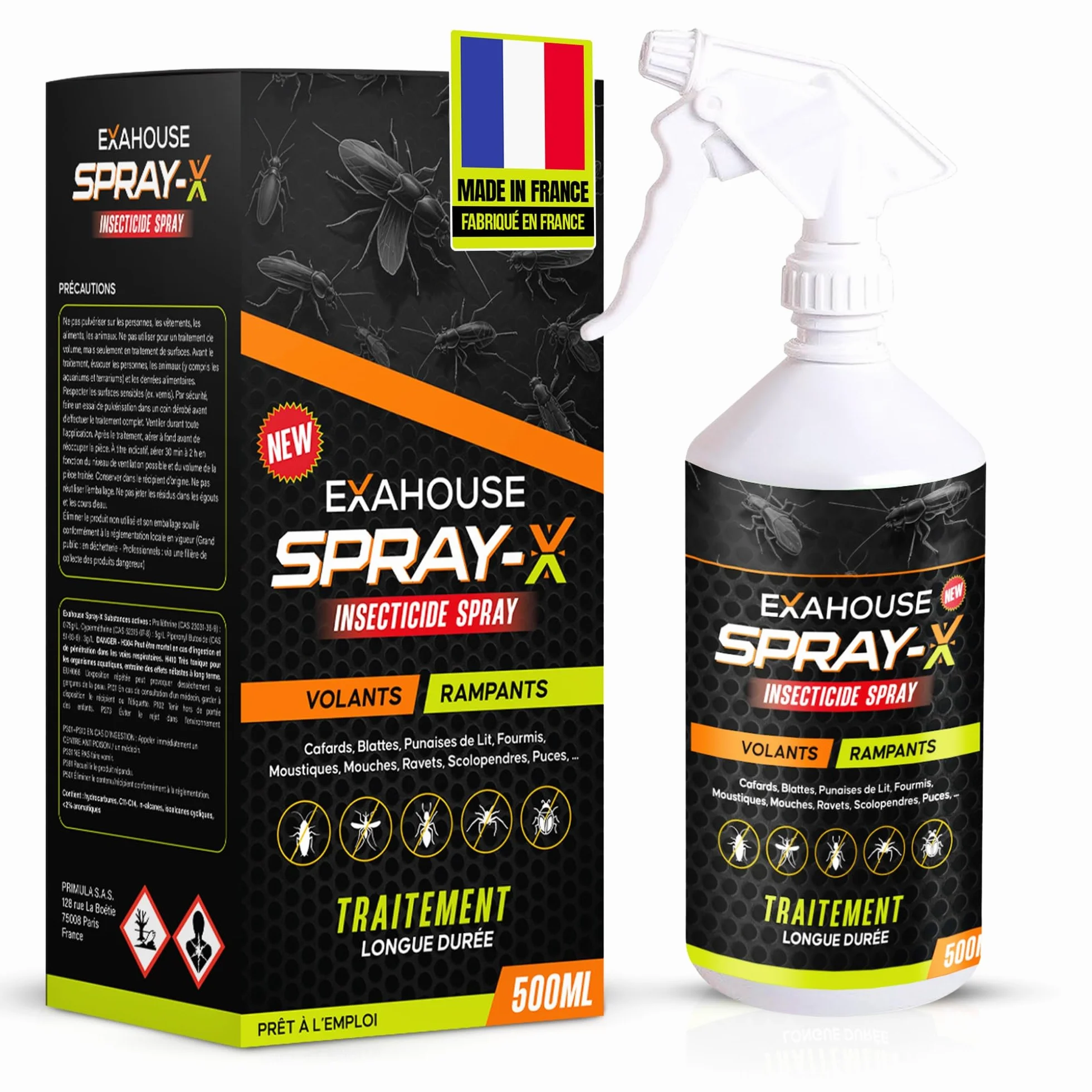Exahouse Anti Cafards Spray Insecticide Professionnel Ultra Puissant pour Maison & Jardin