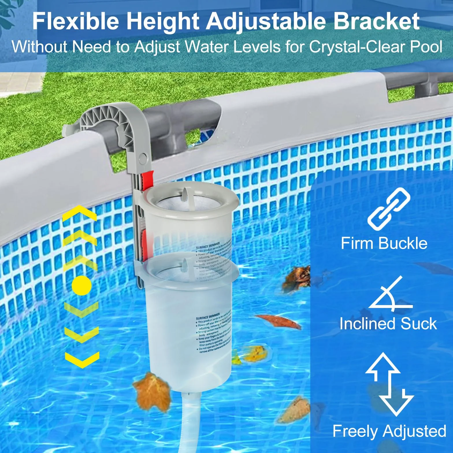 Skimmer pour Piscine Hors Sol avec 10 Chaussettes, Panier Flottant pour Piscine Gonflable Intex
