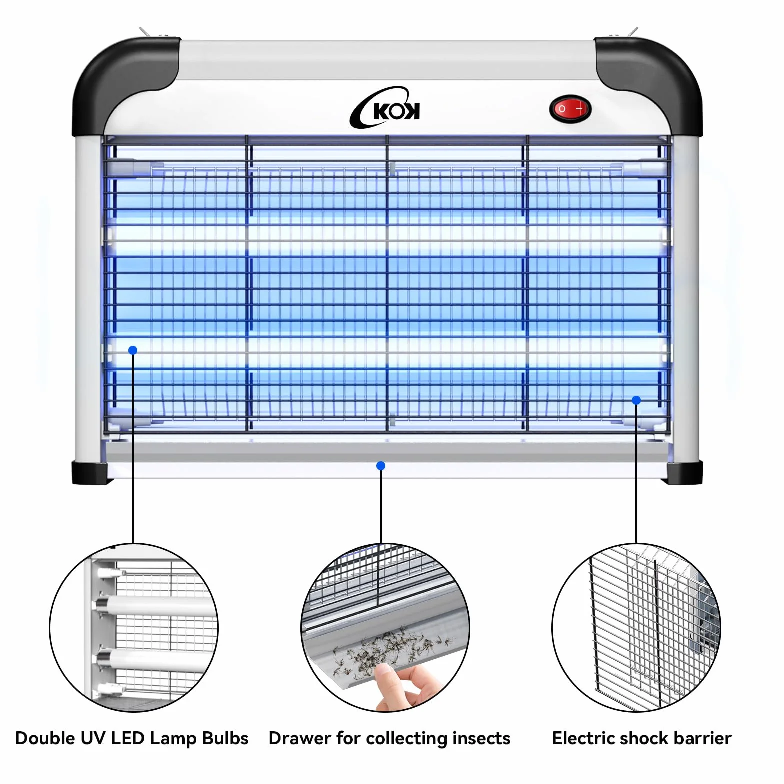 Lampe Anti-Moustiques UV 20W Électrique avec 2 Ampoules de Rechange, Anti-Insectes sans Produit Chimique