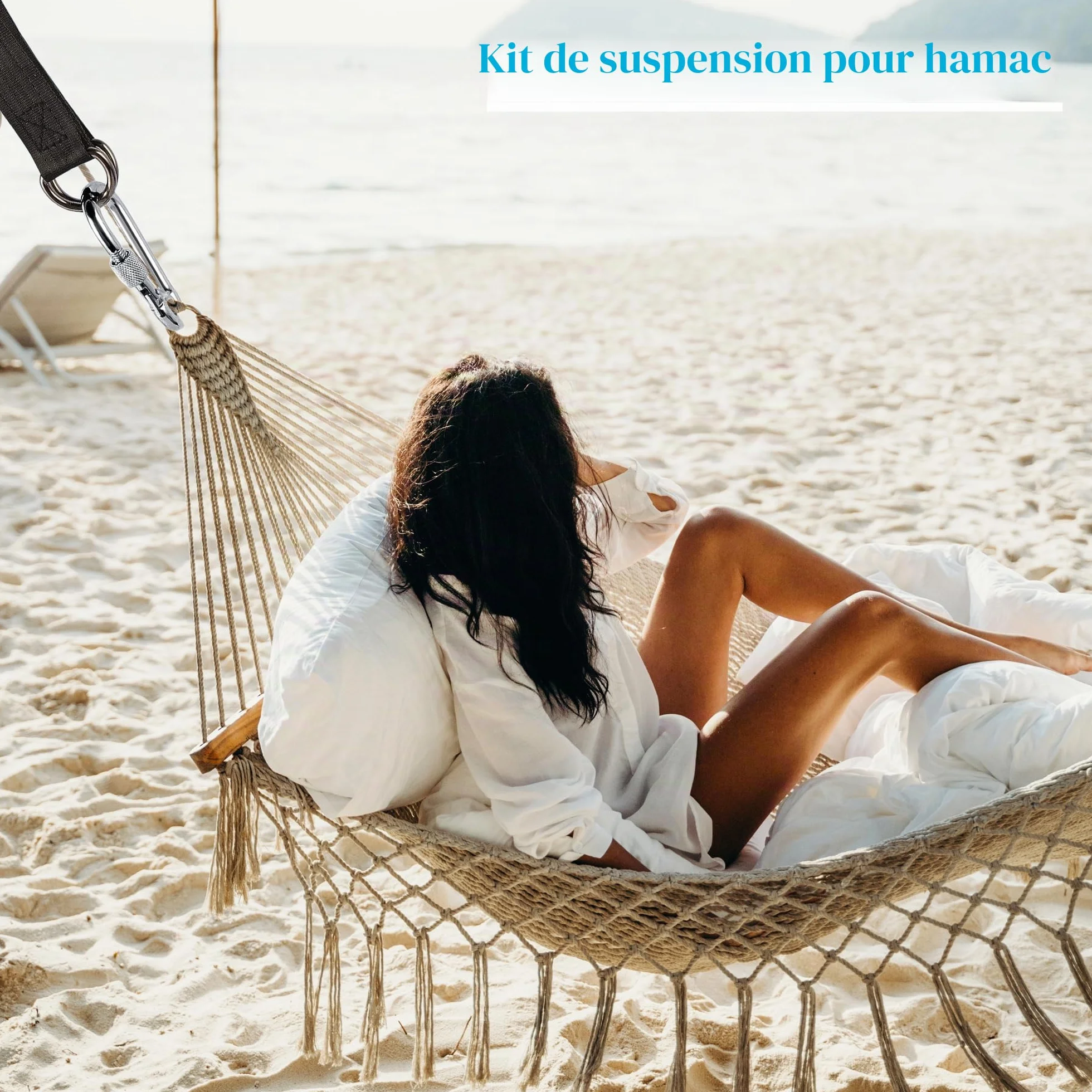 CiciIng Fixation de balançoire Sangles hamac 2 x 29 cm Mousquetons lourds Anneaux en D Polyester Suspension arbre