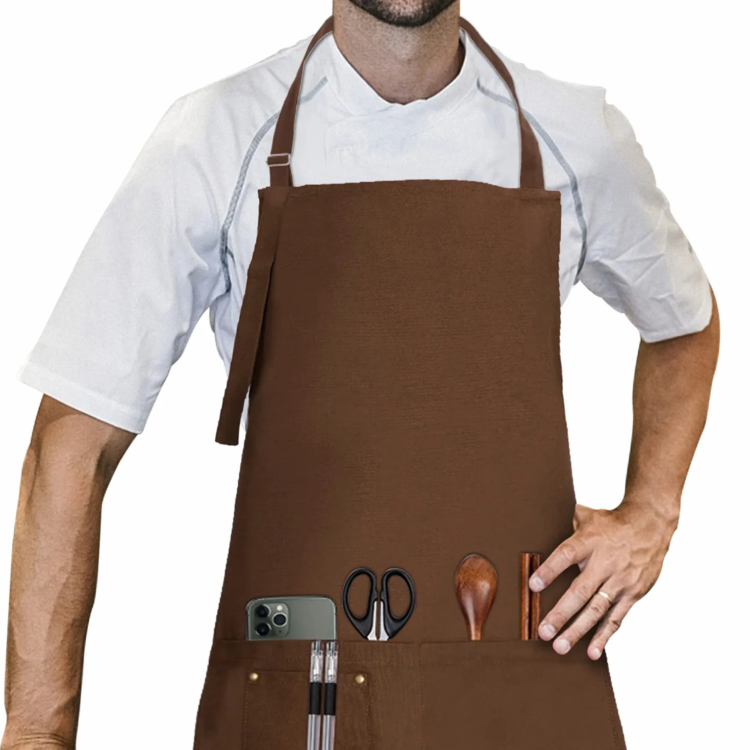 LessMo Tablier de Cuisine en Coton 70 x 85 cm avec Cou réglable Sangle