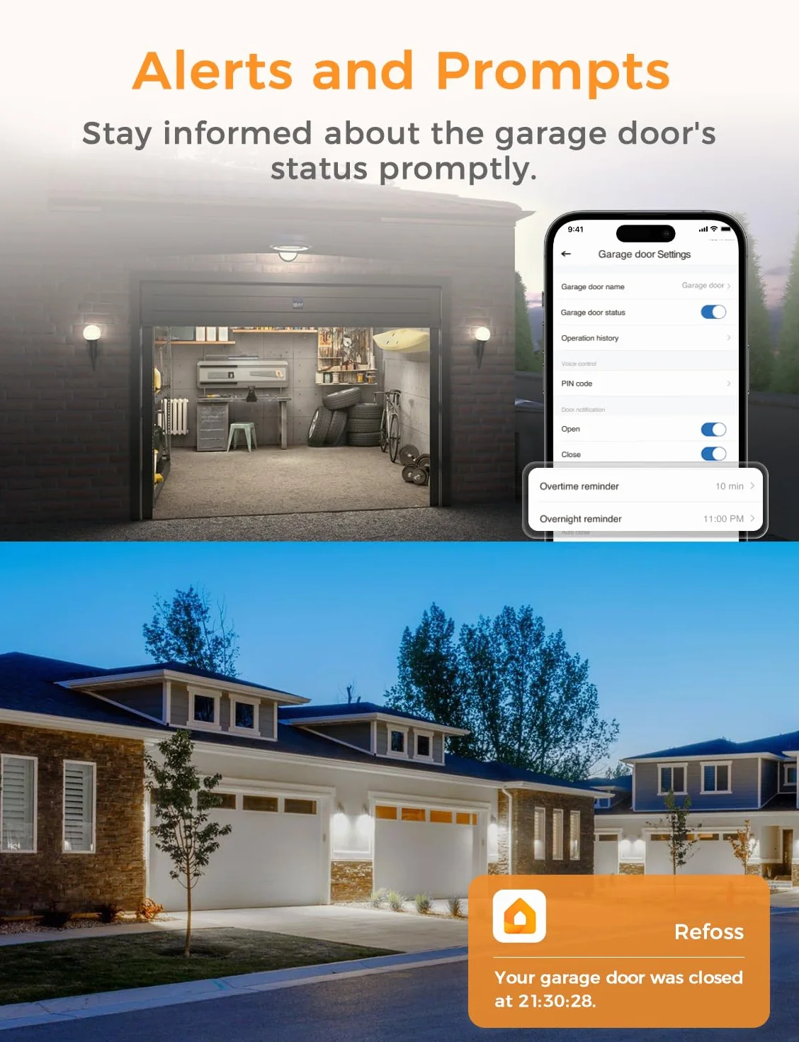 Refoss Ouvre-Porte de Garage Connecté WiFi, Télécommande de Porte Intelligent Compatible Alexa, Google Home, Contrôle à Distance et Commande Vocale Fonction
