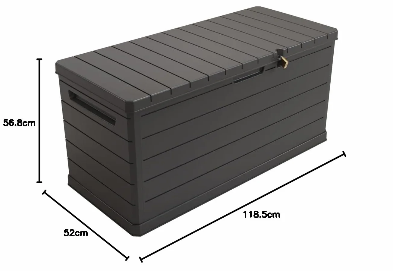 Art Plast Coffre de Rangement extérieur 350L Gris 118.5x52x57cm Résistant à l'eau