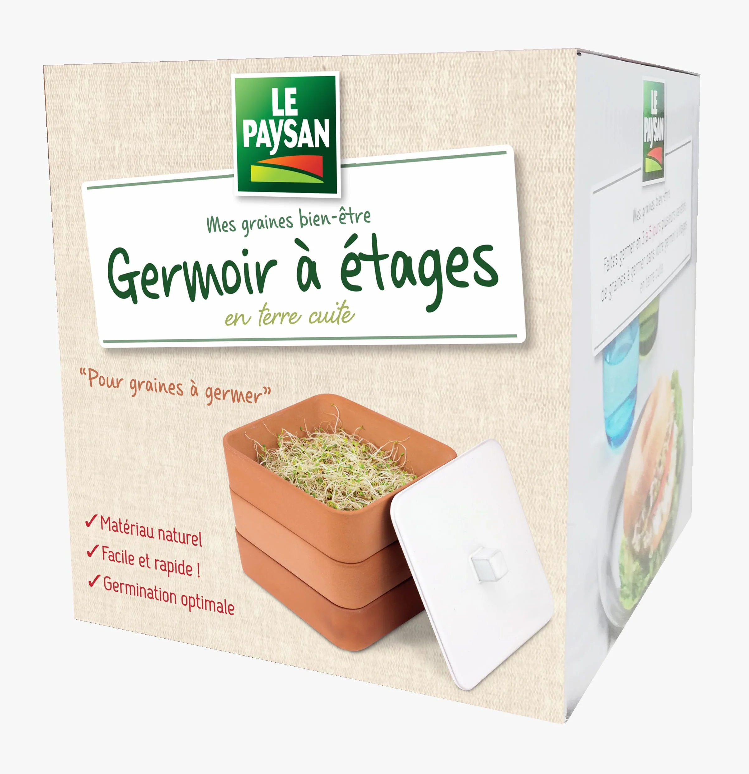 Germoir à Étages en Terre Cuite pour Culture Intérieure 16x16x17 cm 2,5 kg