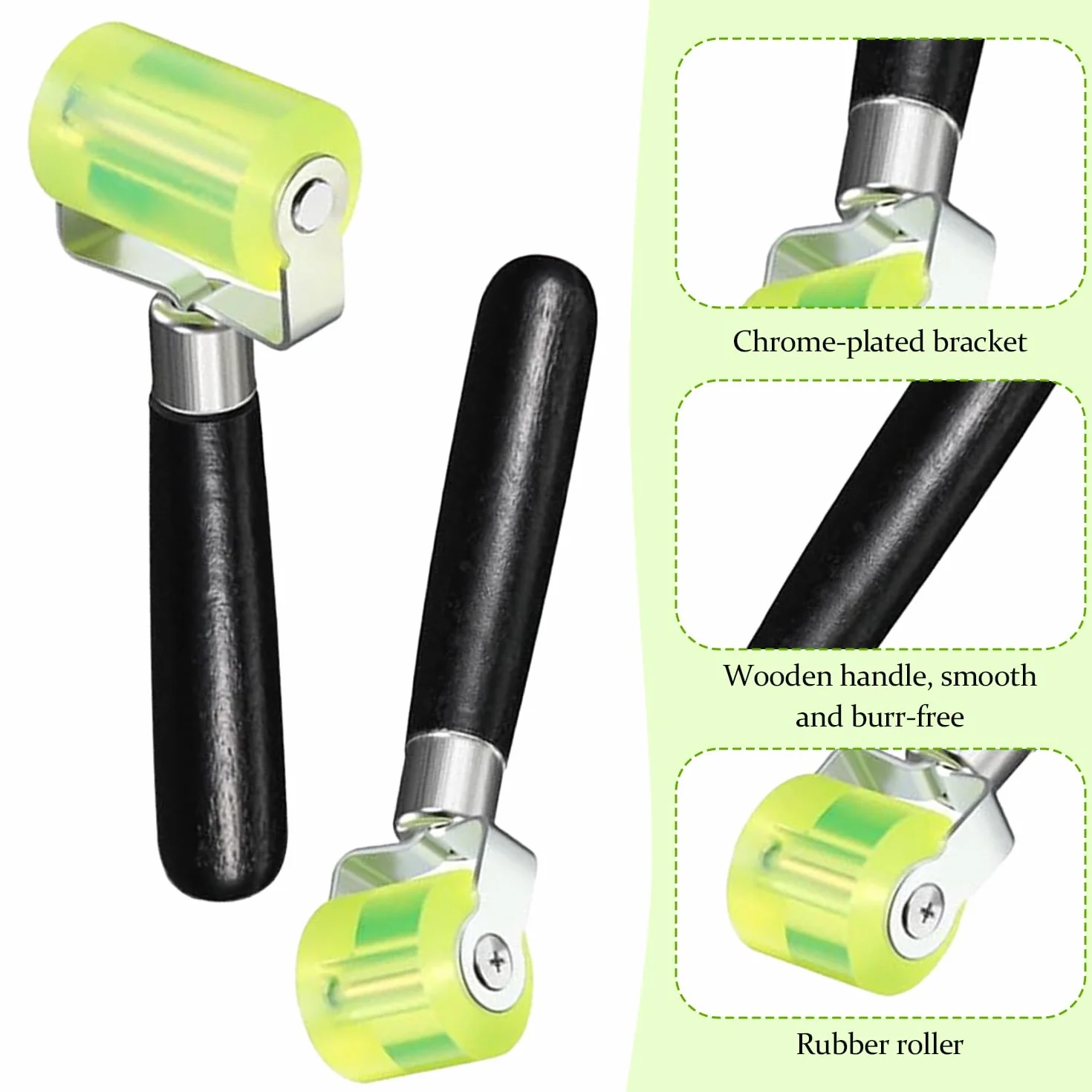 Rouleau de Pression 4 Pièces pour Revêtements de Sol et Papier Peint, avec 2 Grattoirs, Noir