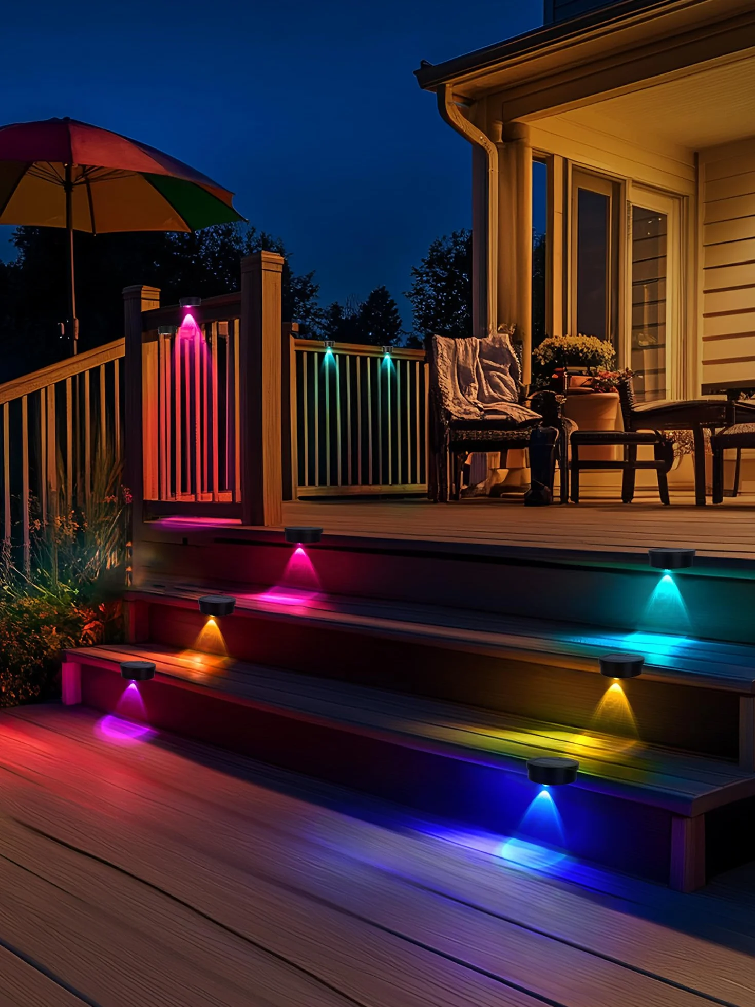 Lampe Solaire RGB LED Extérieure Lot de 4 pour Terrasses Piscines