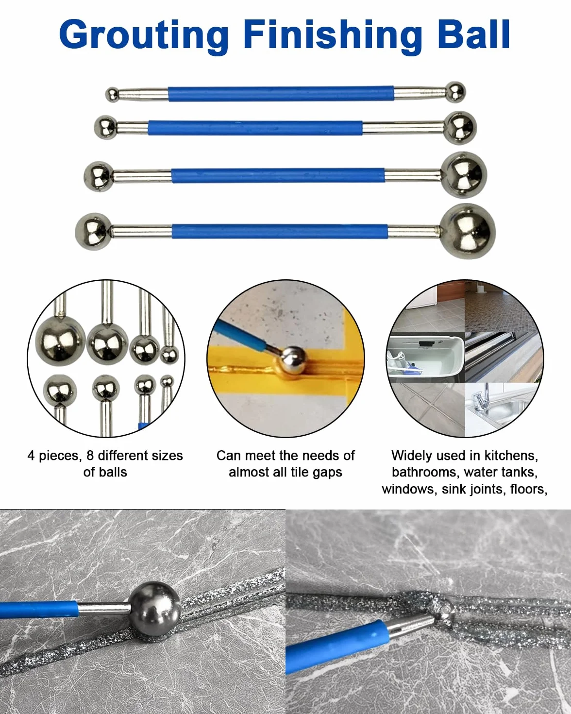 Outil de réparation professionnel pour enlever les joints, comprend un râteau à long manche, un grattoir conique, une scie à main coudée, une boule de presse à coulis, un ensemble de retrait de joints