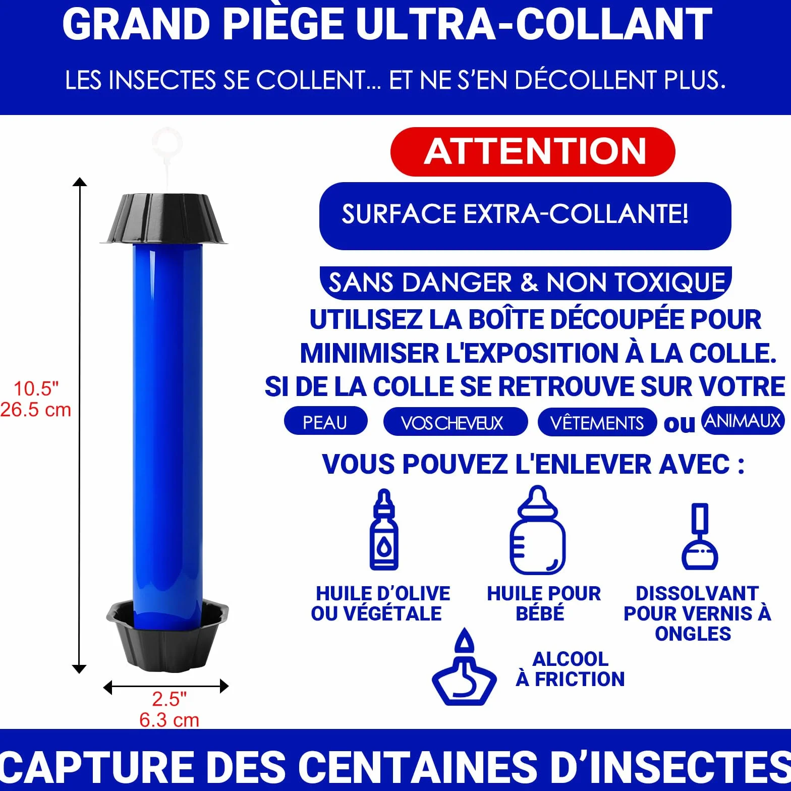 Pièges anti moucherons lot de 3 grands pièges ultra-collants sans insecticide pour cuisine intérieur