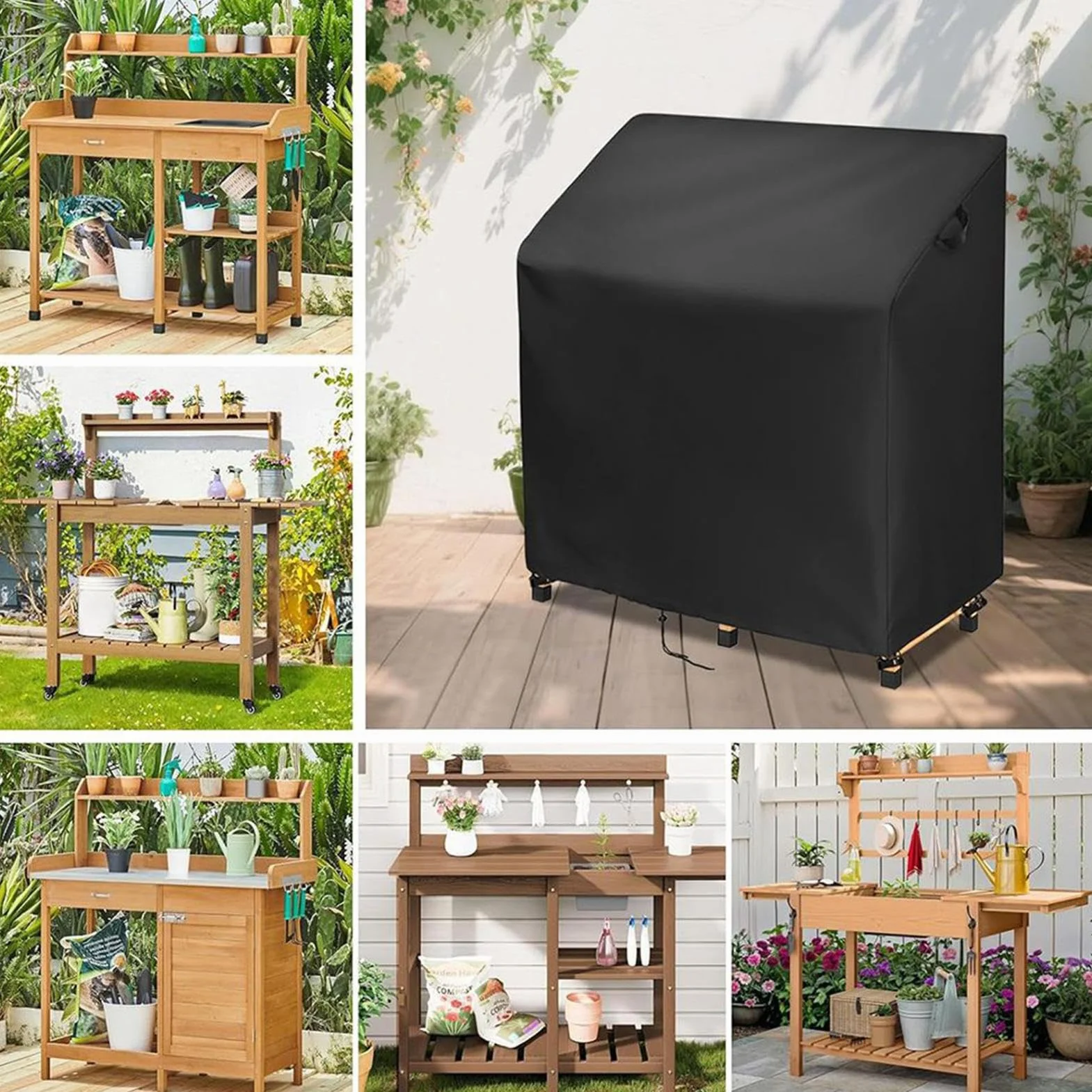 Housse de table de rempotage de jardin anti-UV 122 x 50 x 114 cm protection intempéries