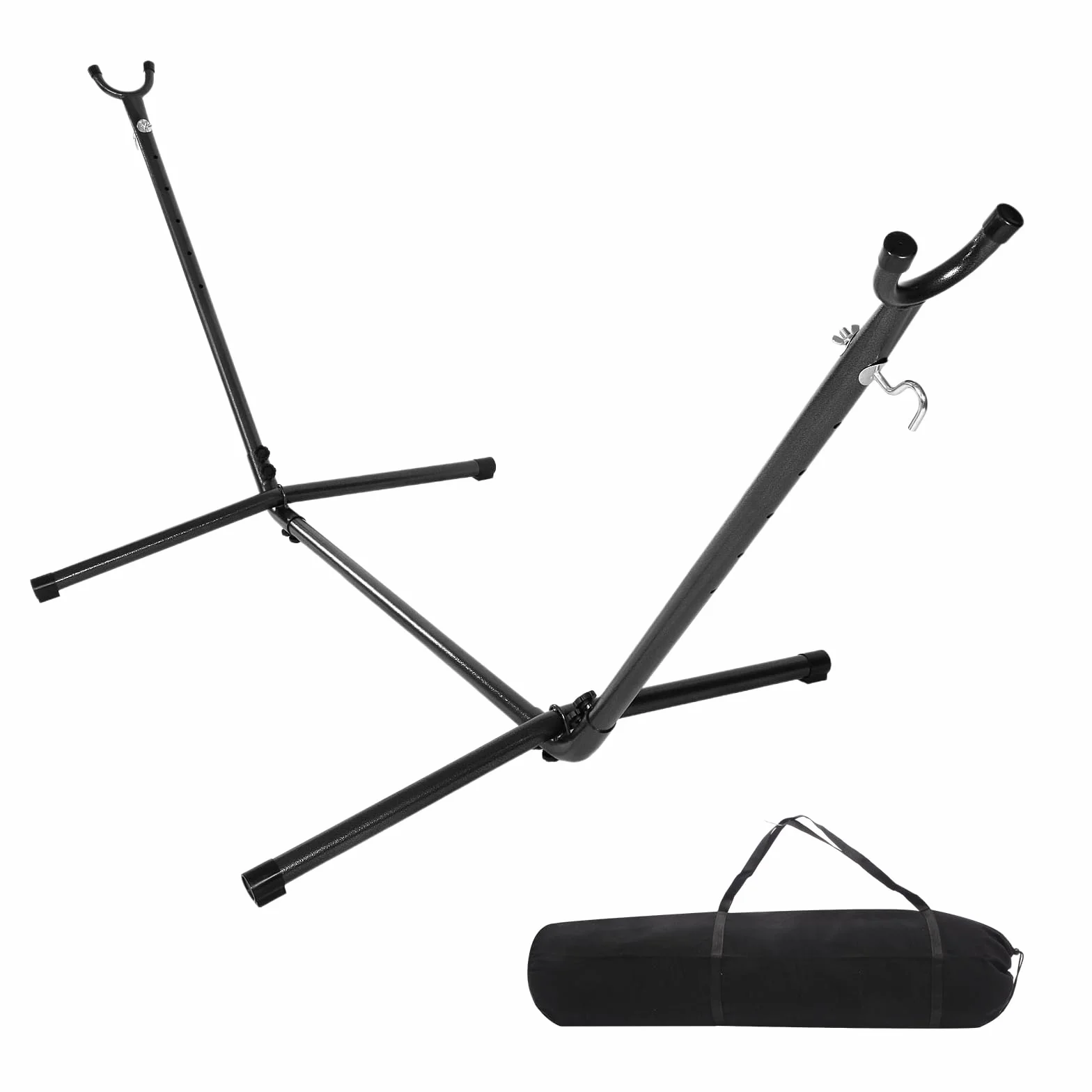 Support hamac Exterieur Construction Robuste Hauteur réglable 6 Vitesses 2,80L x 1,09B x 1,04H m Noir