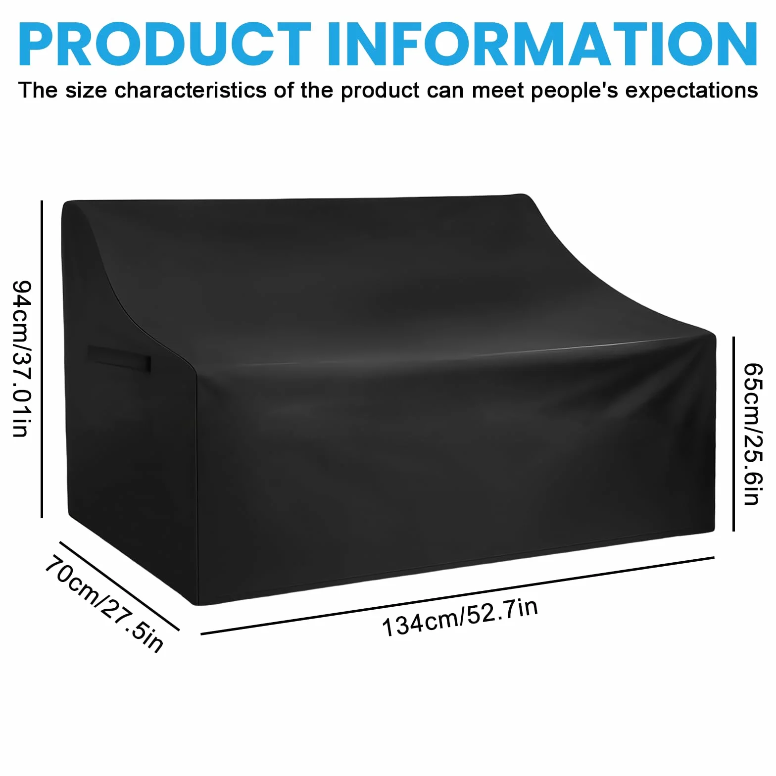 Housse de protection pour banc de jardin 134x70x65/94 cm Oxford 420D imperméable coupe-vent résistante aux UV