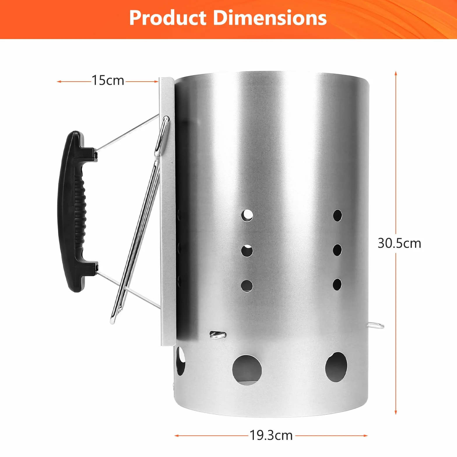 QuliMetal Démarreur de Cheminée 30x19cm pour Weber 7416 Barbecues au Charbon Poignée de Sécurité Allume-Feu Rapide