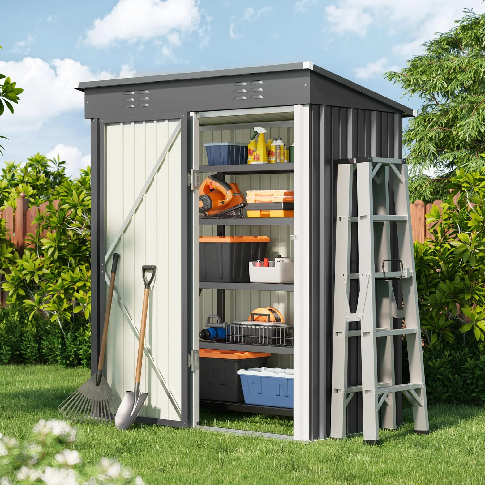 Bealife Abri de Jardin en Métal 180x162x95 cm Acier Galvanisé Gris