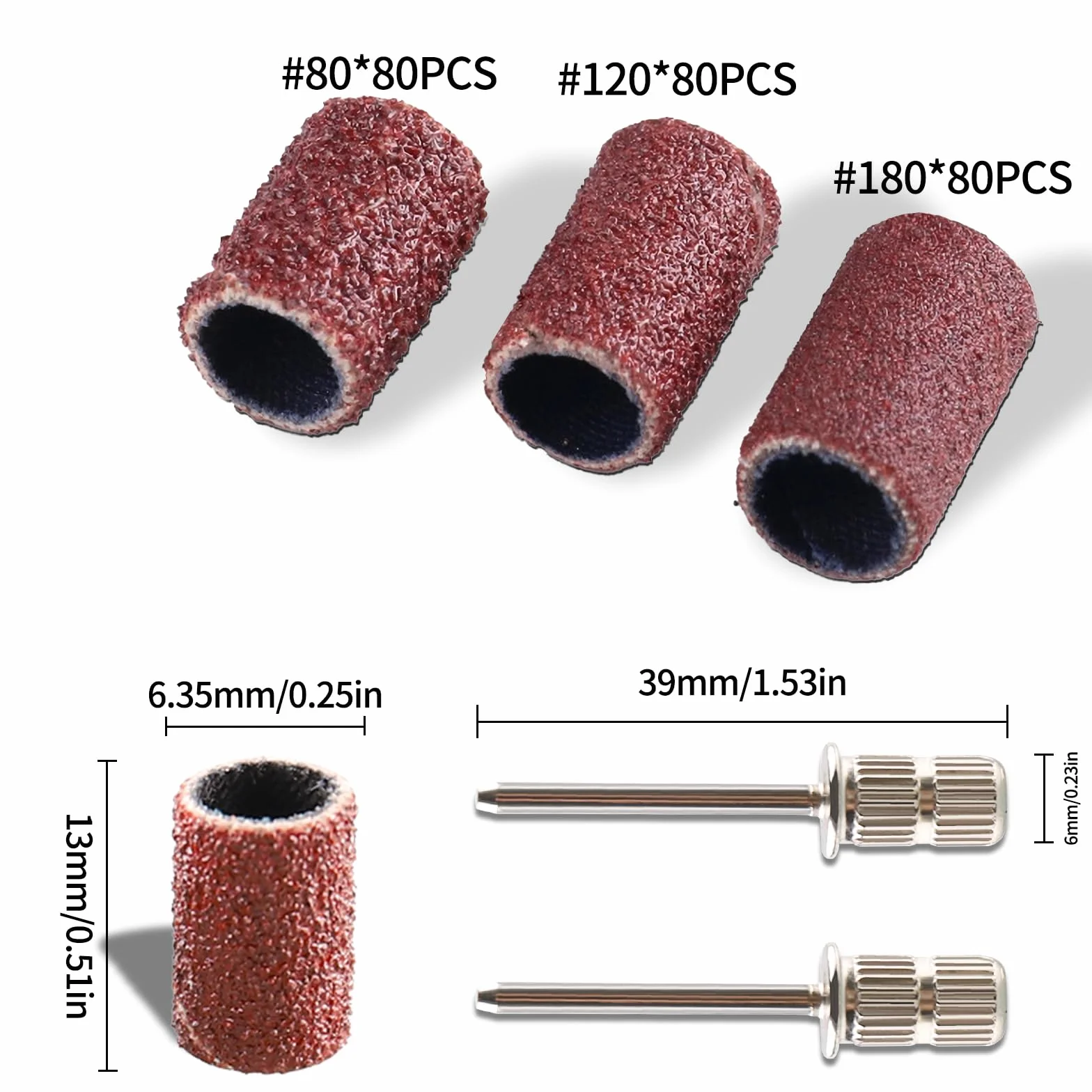 242 Pièces Tambour De Ponçage avec Boîte Gratuite, 80/120/180 Grains de Ponçage Comprenant 240 Pièces Bandes de Ponçage et 2 Pièces Tambour Mandrin pour Dremel Outils Rotatifs