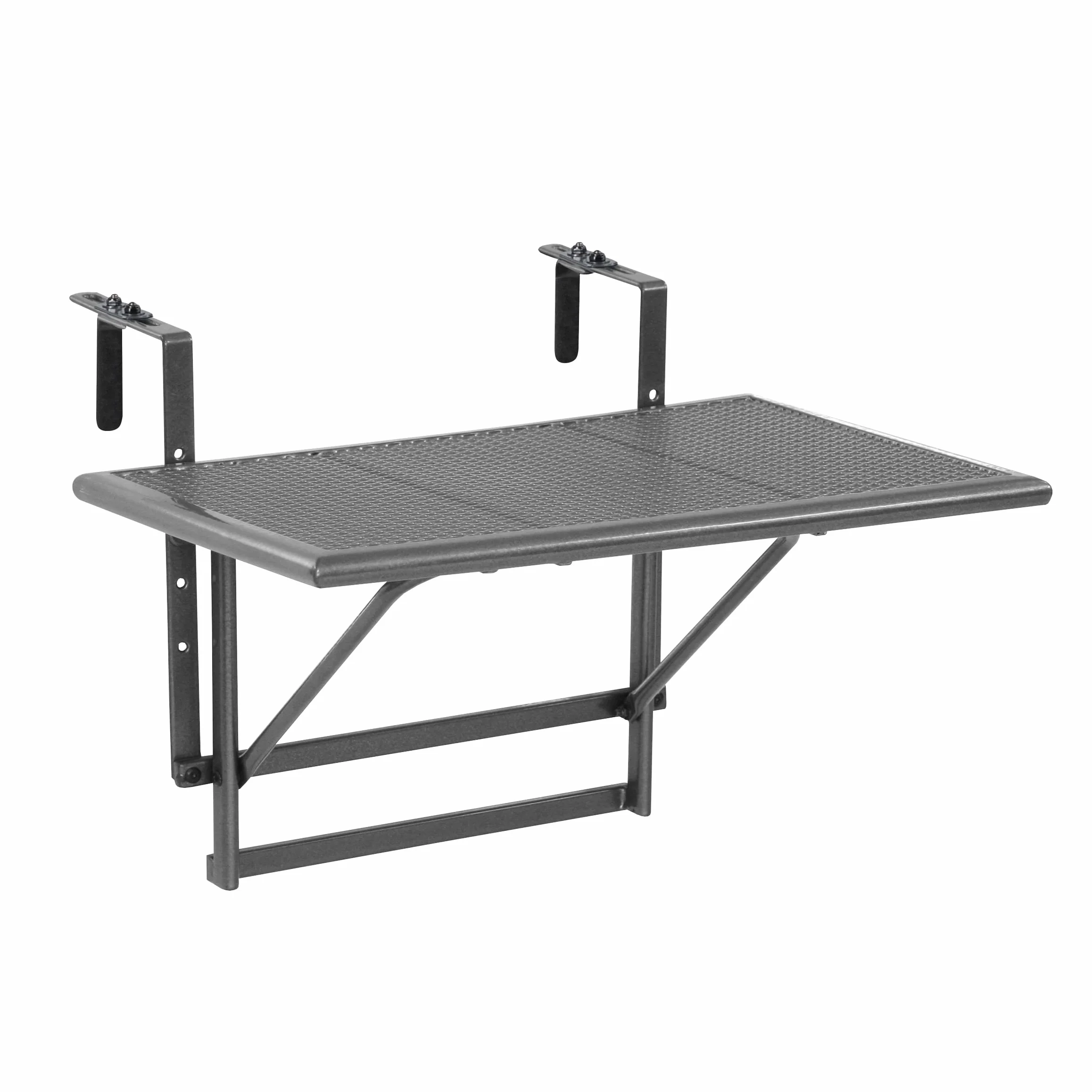 Greemotion Table de balcon suspendue Toulouse 40 x 60 cm gris métal rabattable pliante murale 2 personnes hauteur réglable