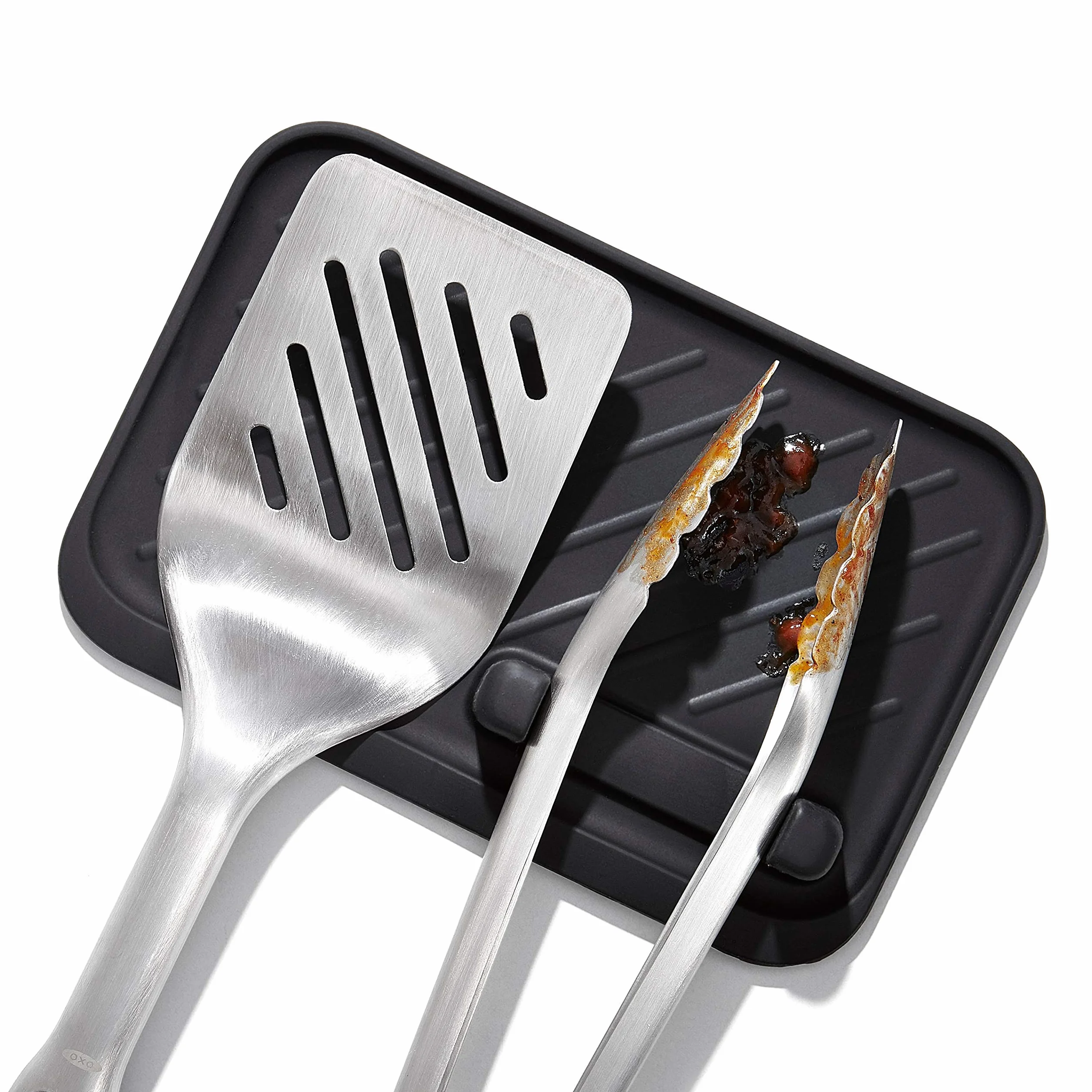 OXO Good Grips Juego de espátula y pinzas para barbacoa de Acero inoxidable