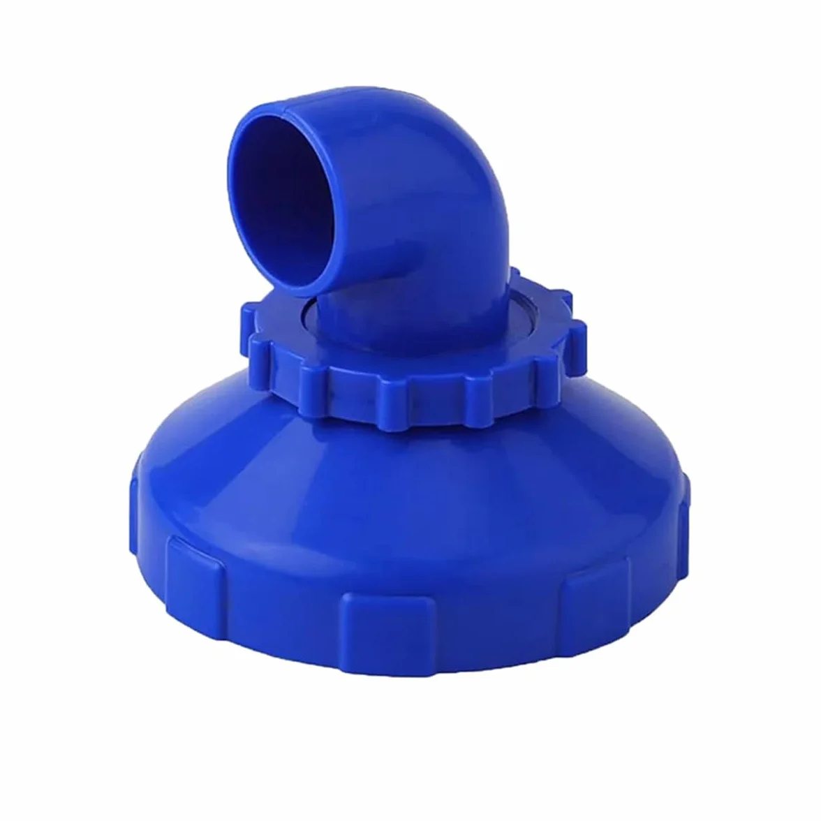 Buse d'Entrée Piscine Bleue, Raccord 90° Compatible Intex Bestway, Vanne Refoulement avec Moletage, Serrage à Main, Accessoire Piscine Hors Sol