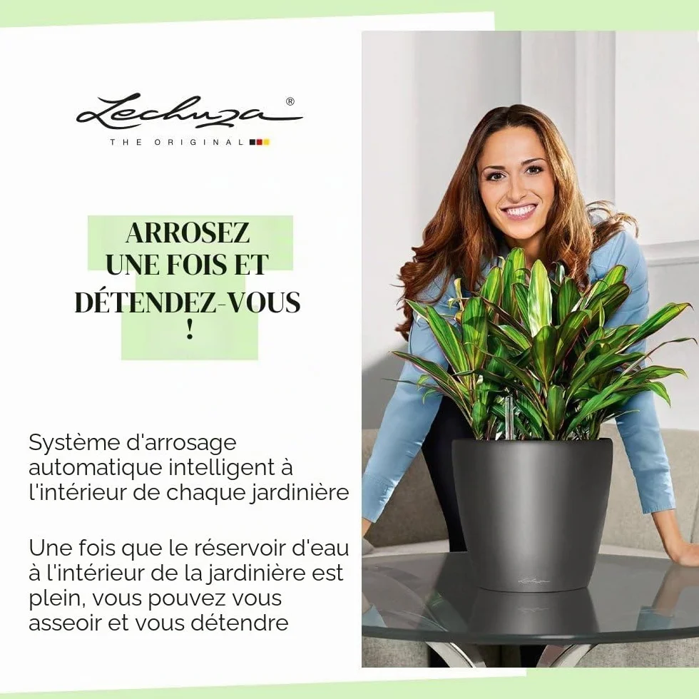 Lechuza Pot de Fleurs d'Intérieur Premium Classico Ls Réserve d'Eau Intégrée Blanc Ø 21 x 20 cm