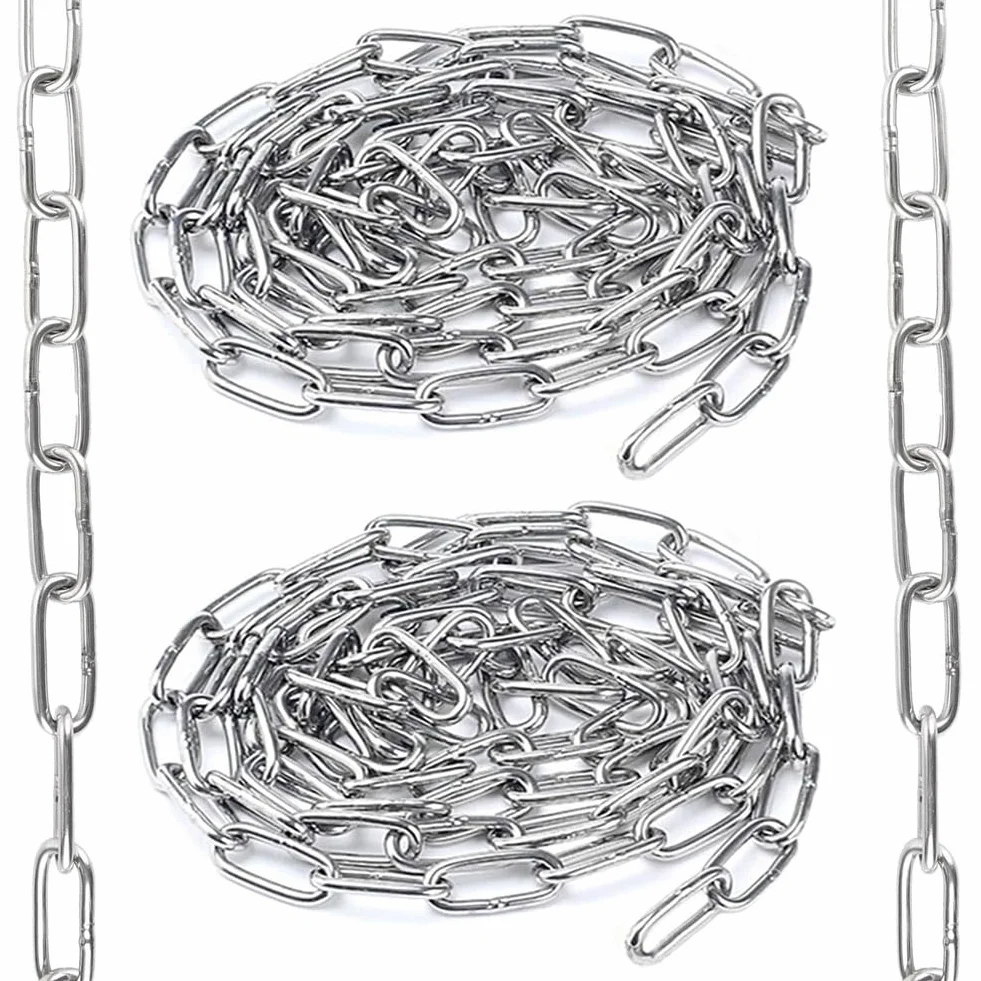 2 Pièces M4 Chaîne en Acier Inoxydable 2M Chaîne en Acier 4mm Maillons Soudés en Acier Inoxydable 304 pour Connecter et Suspendre
