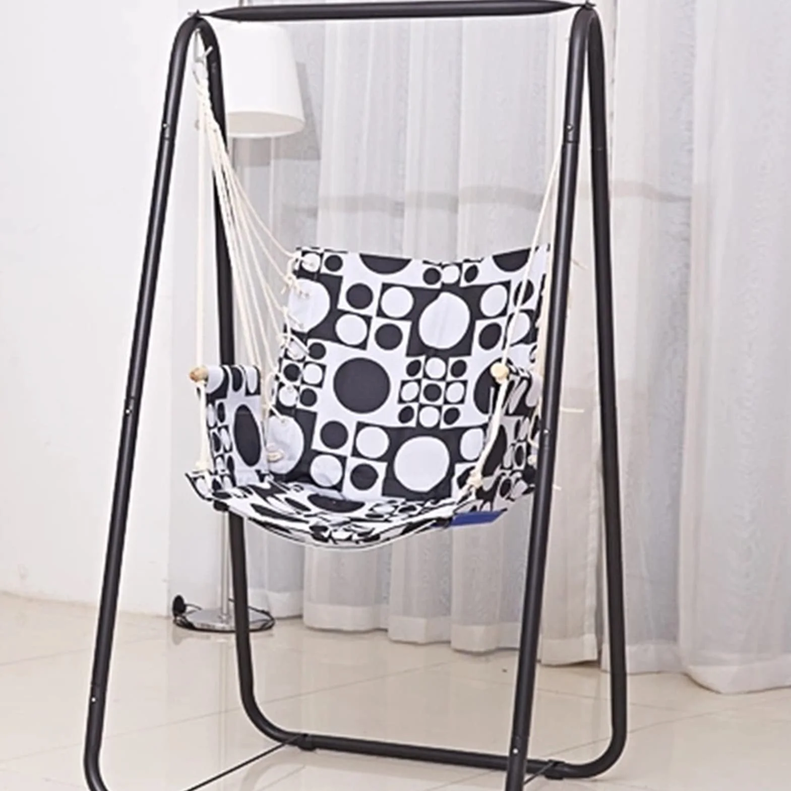 Support de Fauteuil Suspendu en Métal A-Shape pour Hamac sur Pied, Chaise Œuf ou Chaise Suspendue Intérieur Extérieur