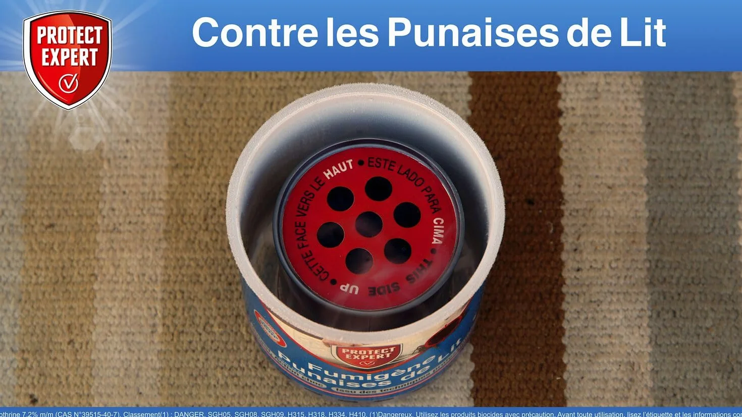PROTECT EXPERT Lot de 2 Fumigènes Anti-Punaise De Lit 10g - Élimine Larves Punaises Acariens Action Choc