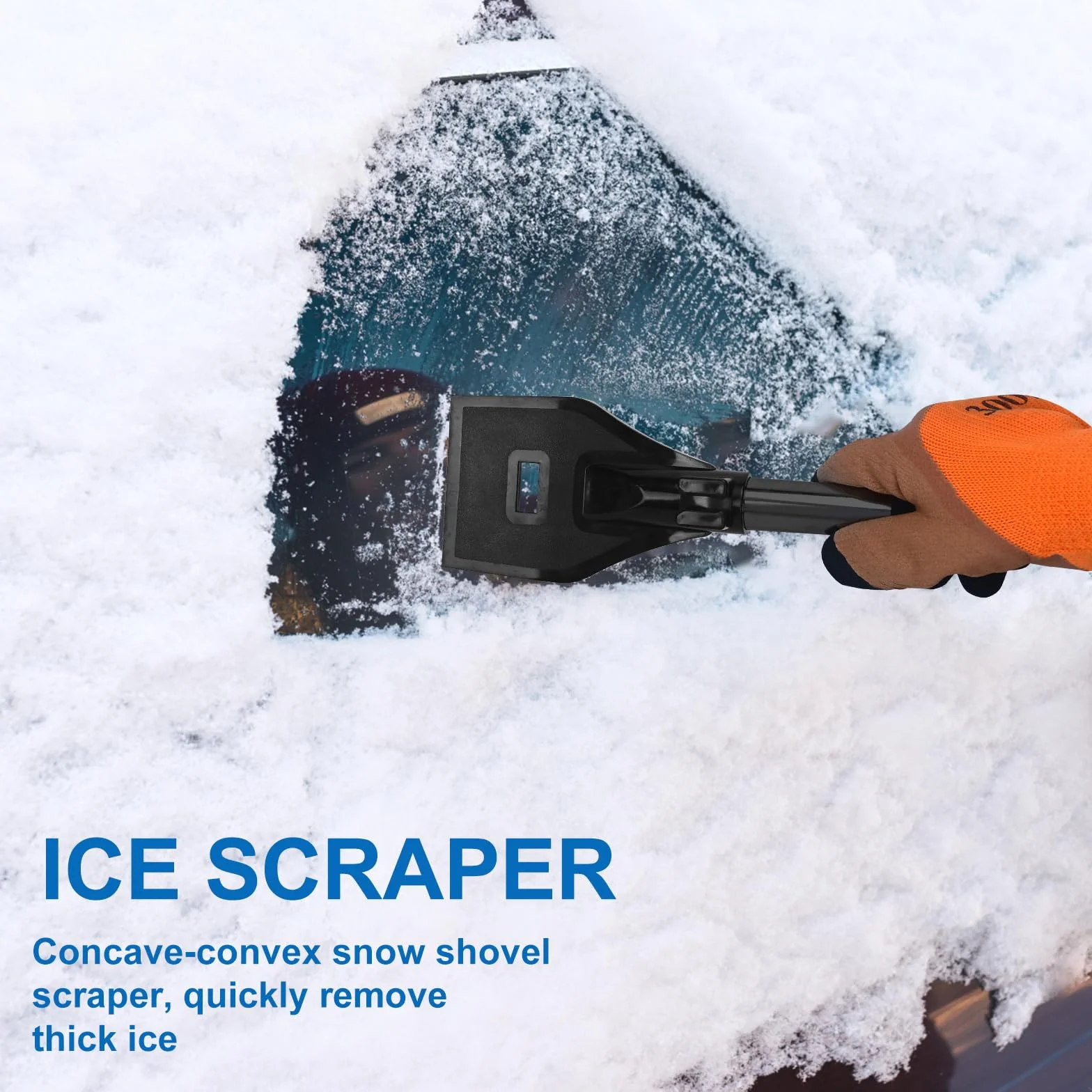 Kit Pelle à Neige rétractable 3 en 1 Grattoir Glace Brosse Neige avec Sac de Rangement et Gants Noir