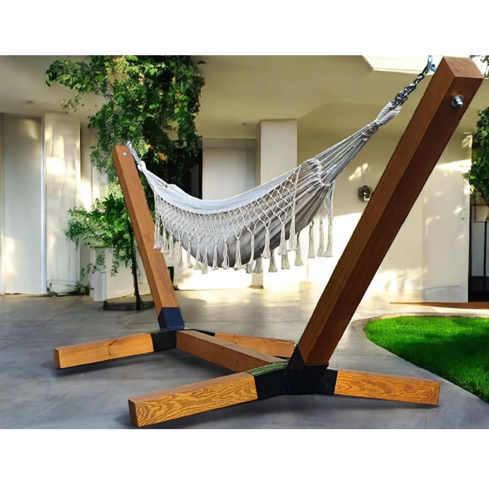 Structure de hamac en bois XXL 350 cm résistant aux intempéries 350 kg extérieur