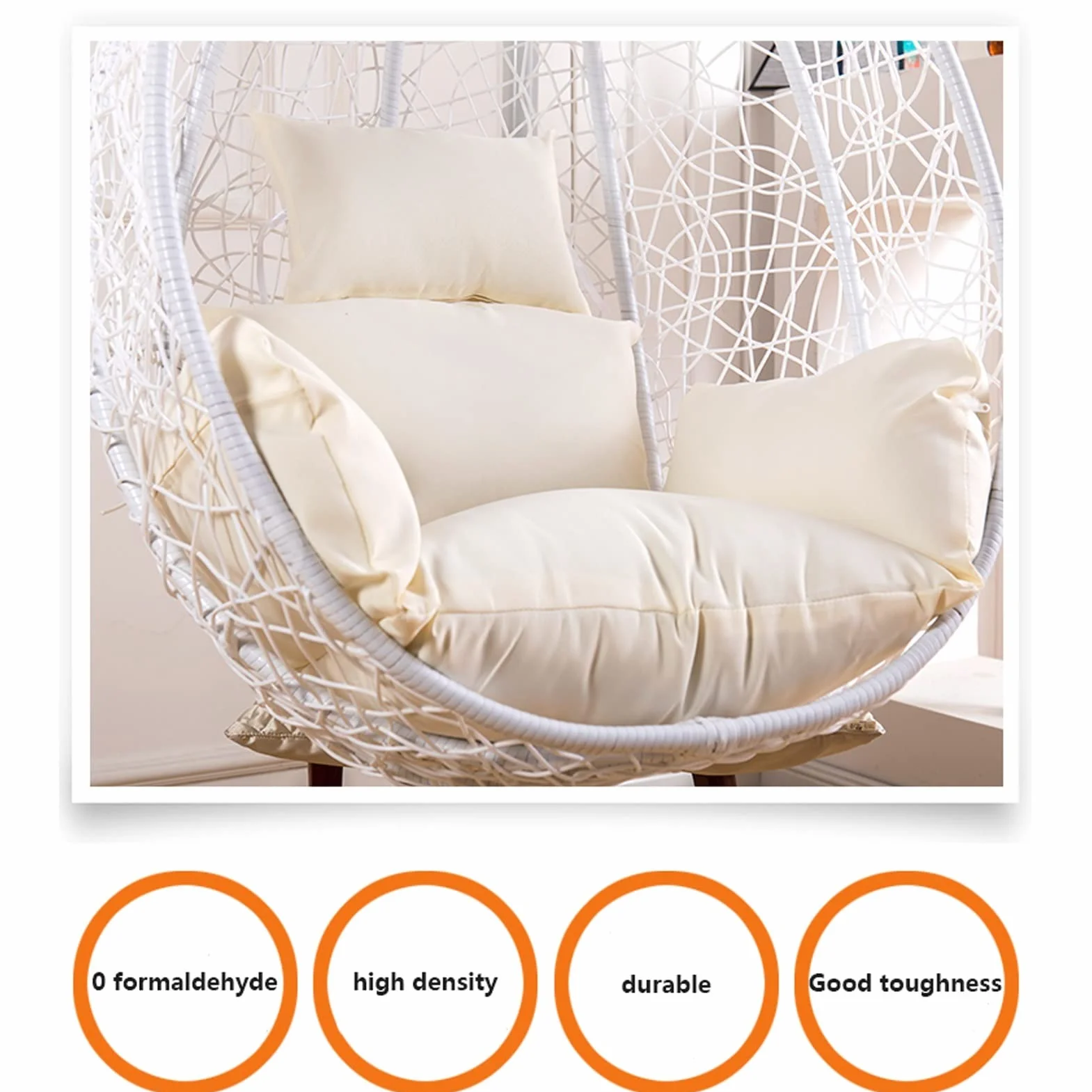Earnmore Housse de Coussins de Chaise d'oeuf, Housse de Remplacement, Blanc