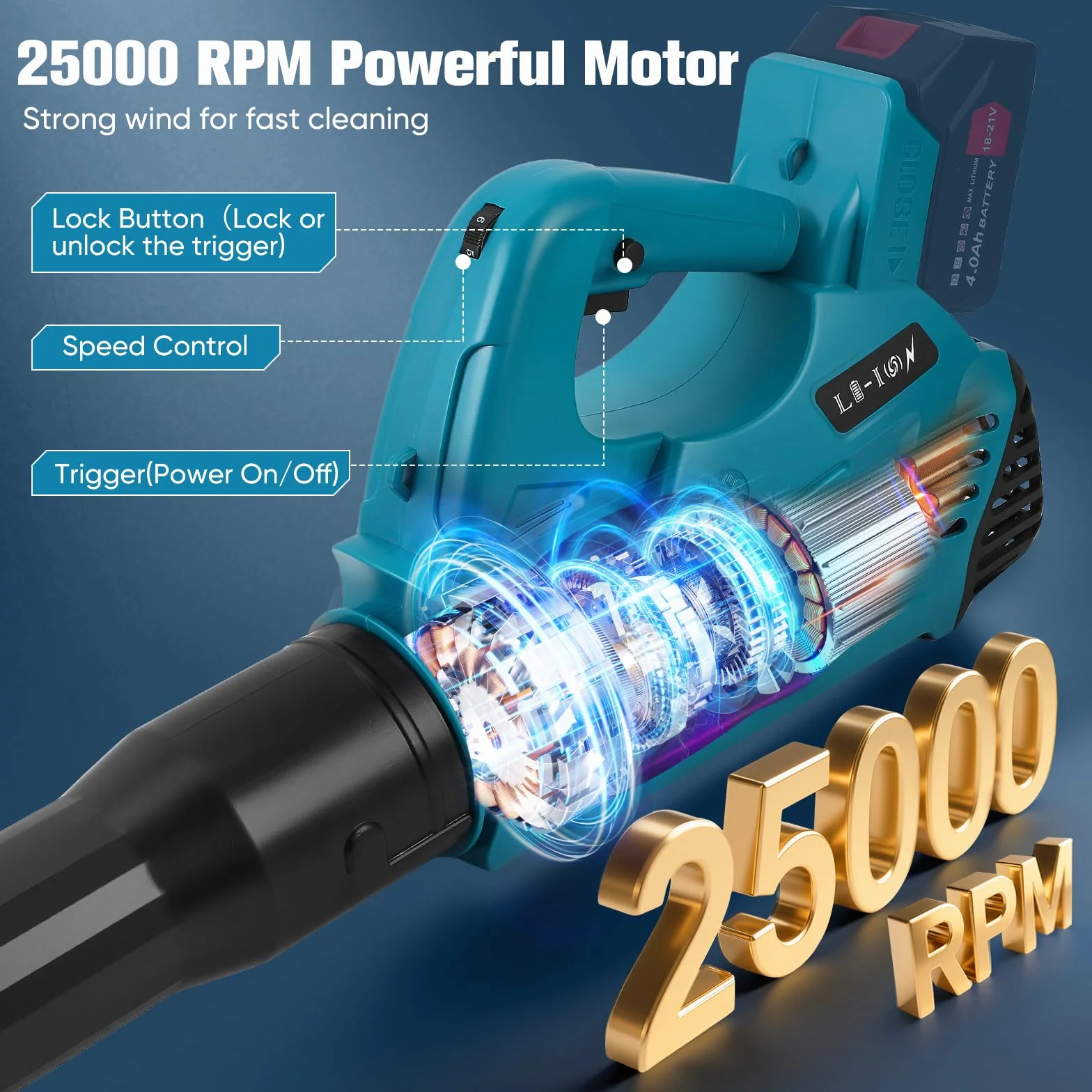Makita 18V Souffleur Feuilles sans Fil 6 Vitesses 297 km/h