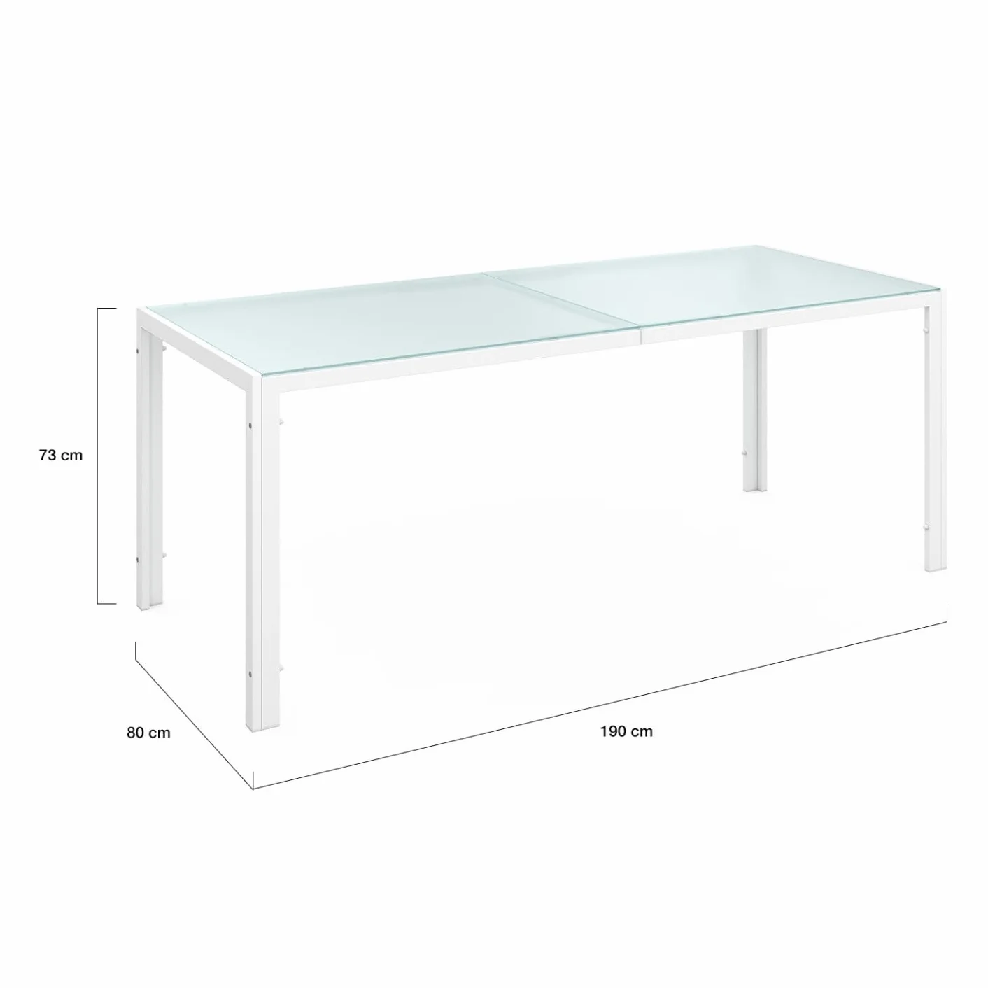 Salon de Jardin Madrid Table 190 cm 8 Chaises Empilables Blanc Beige