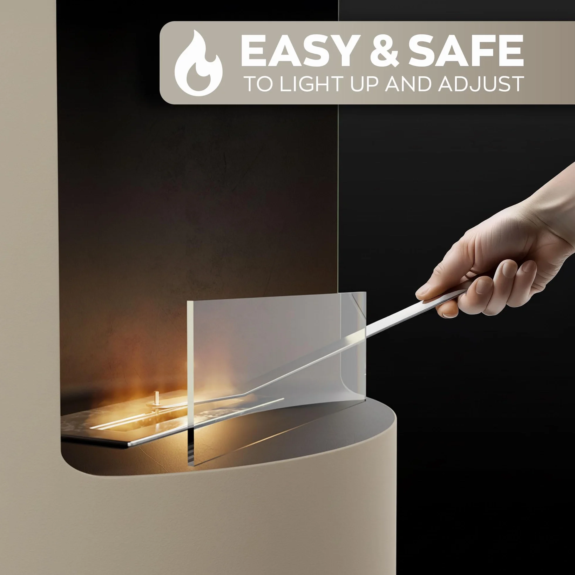 Giulio Cesare Cheminée de sol Ø40x80 cm acier inoxydable taupe design intérieur