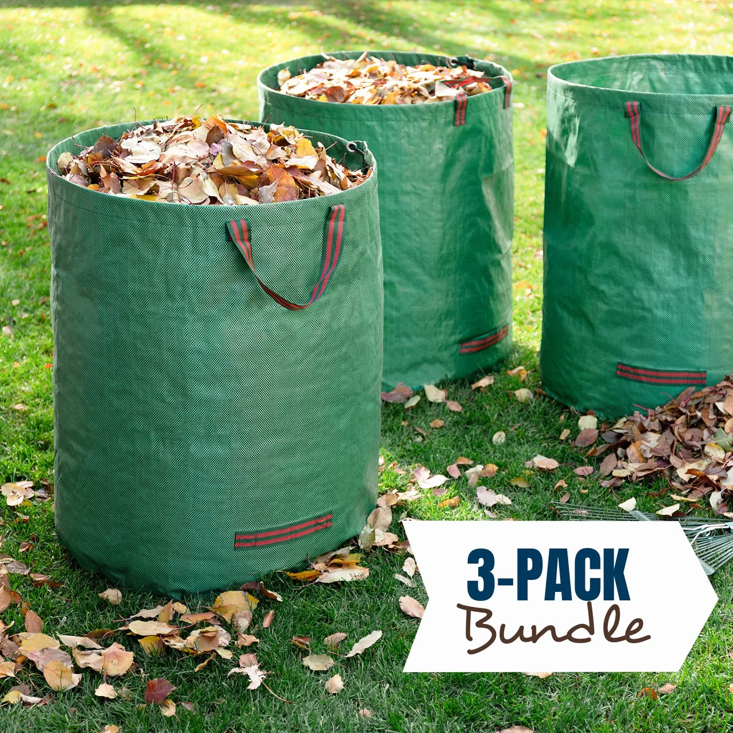 MEKKAPRO Sacs de jardin 272 L réutilisables Lot de 3 - Sac à déchets verts résistant