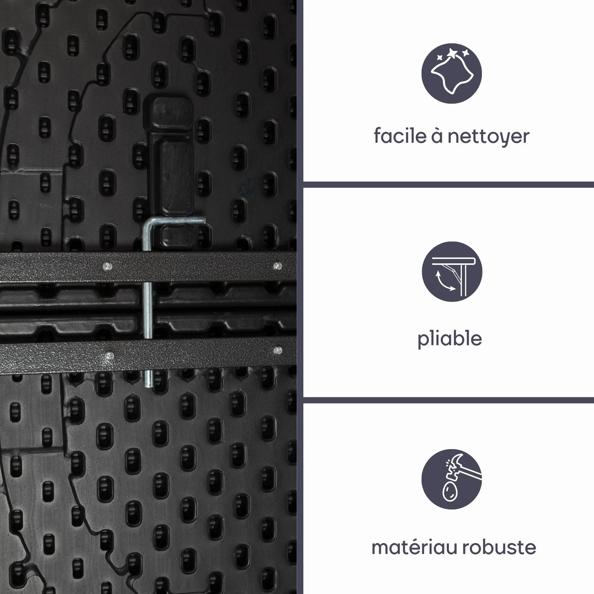 Perel Table Pliante Résistante aux Intempéries Imitation Bois 100 kg Noir