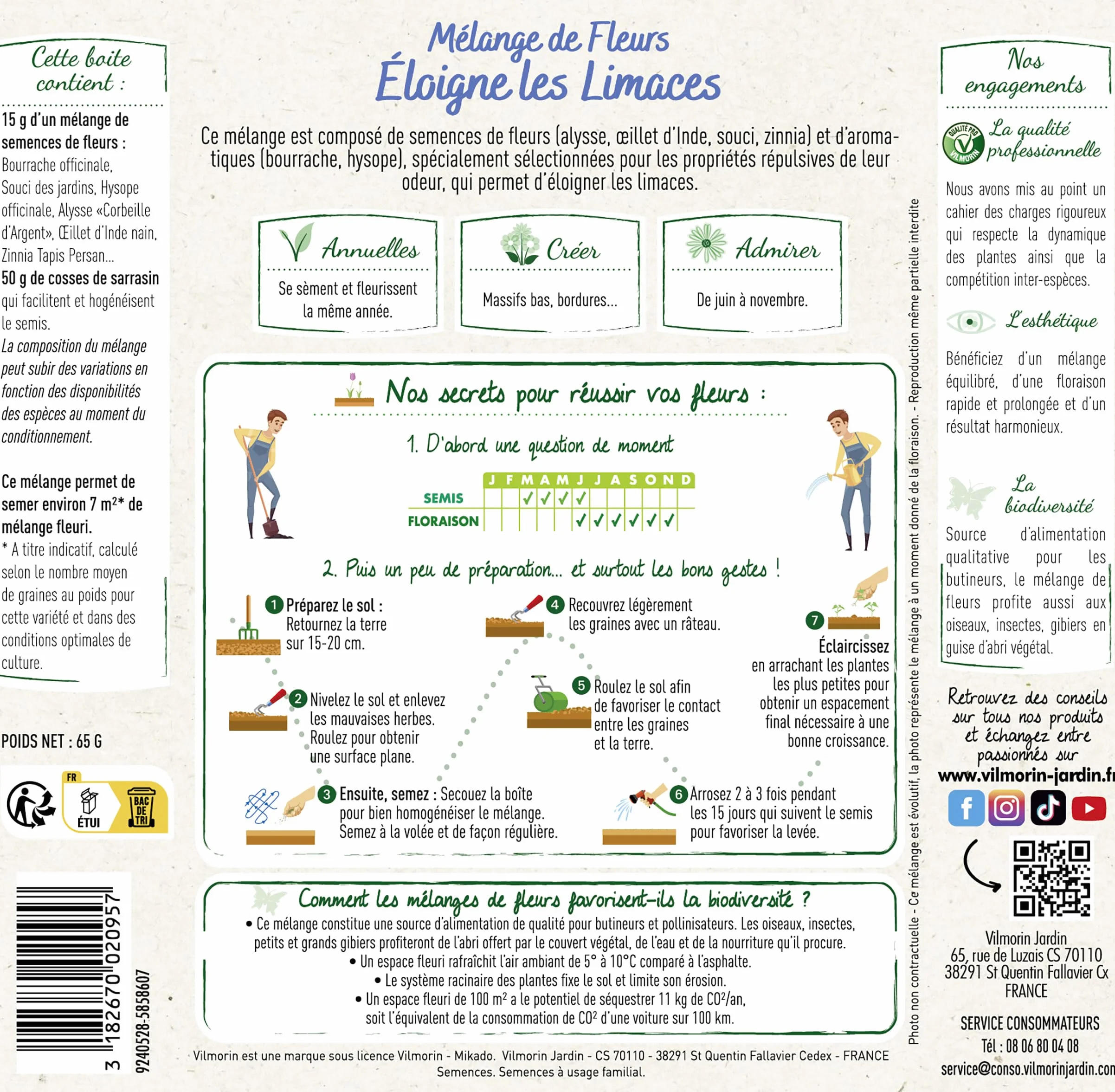 Mélange de fleurs Eloigne les Limaces 7 m²