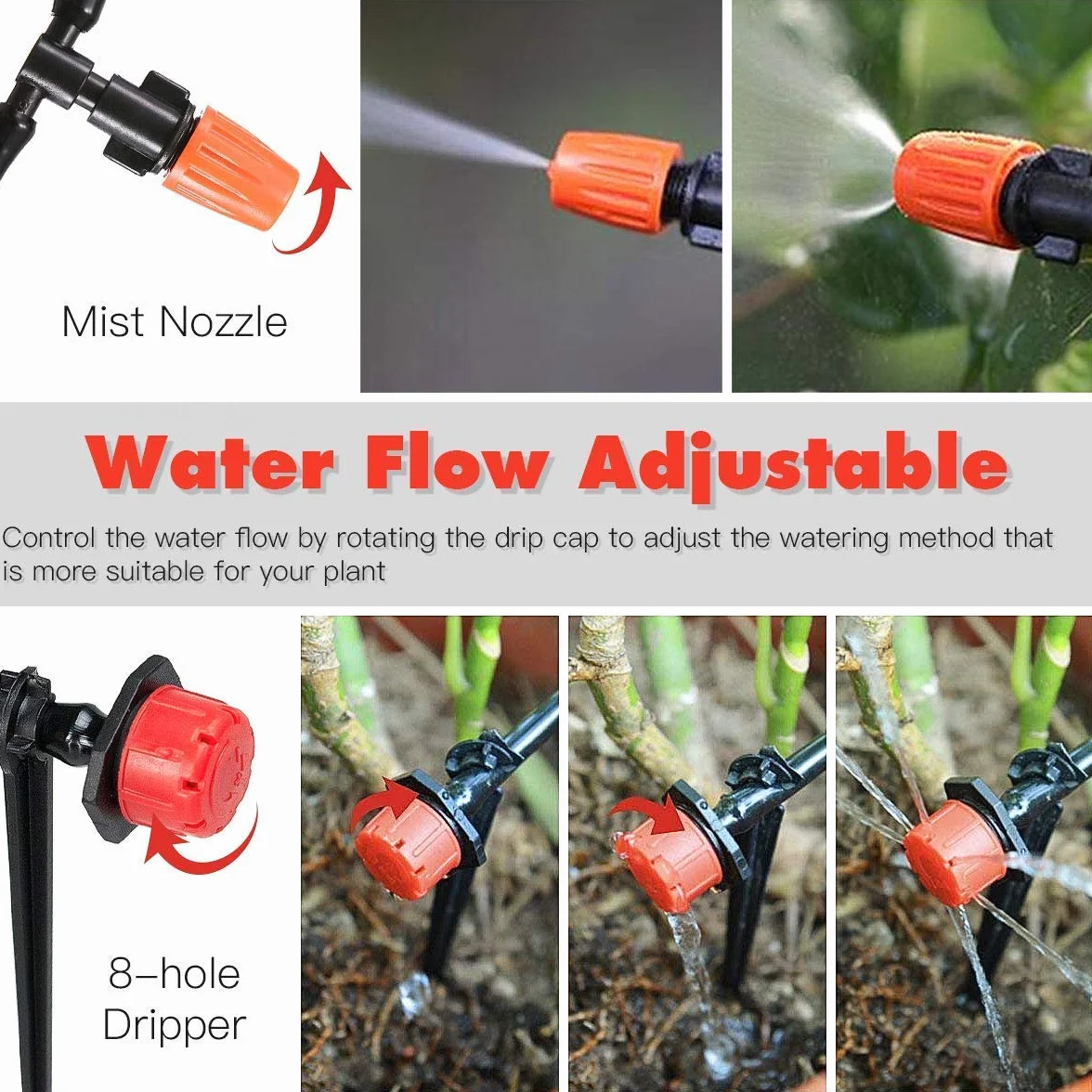 Kit d'irrigation Goutte à Goutte Automatique 165 Pcs avec Tuyau 15 Mètres pour Jardin Pelouse Serre