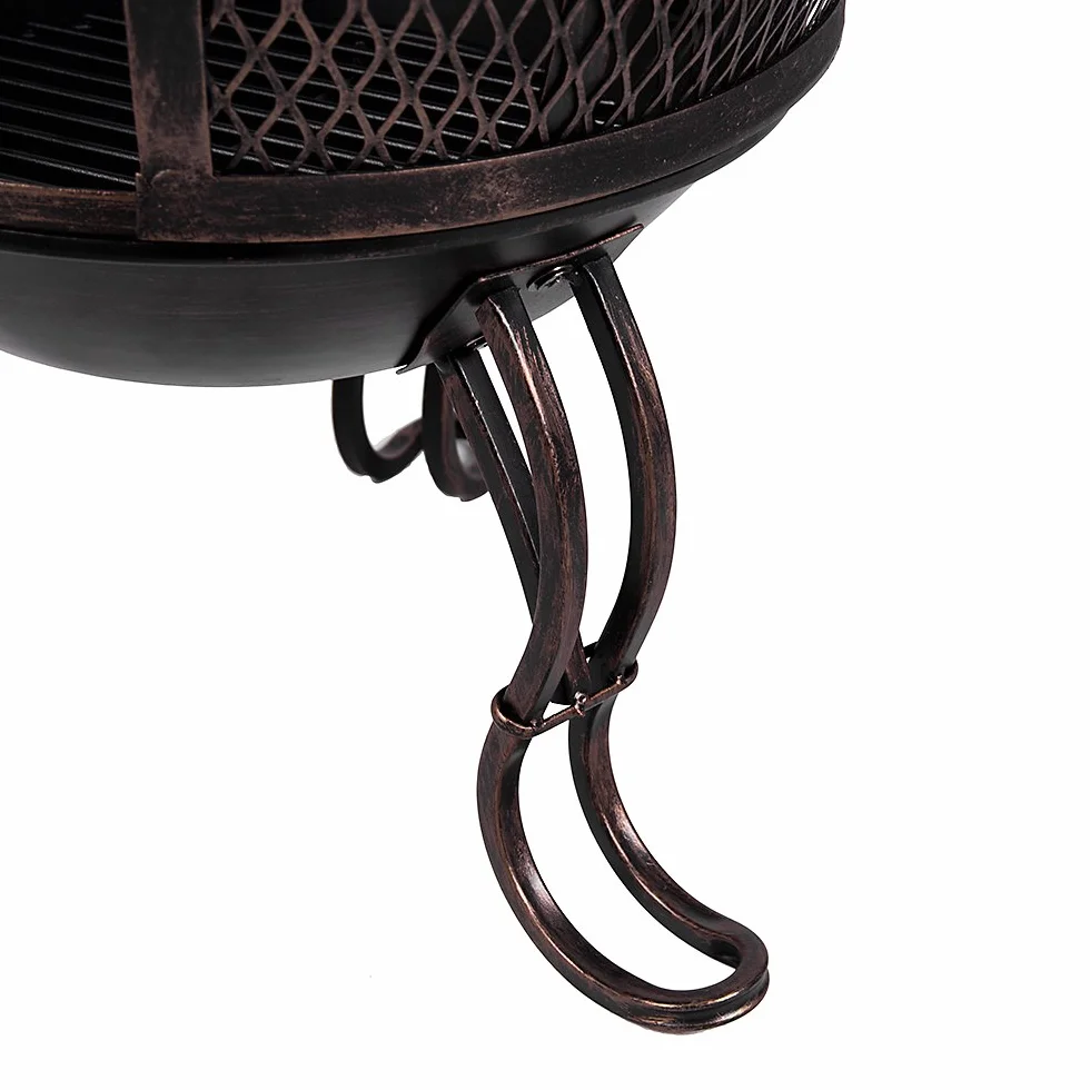 Cheminée d'extérieur en Acier pour Jardin Terrasse Noir Doré Antique