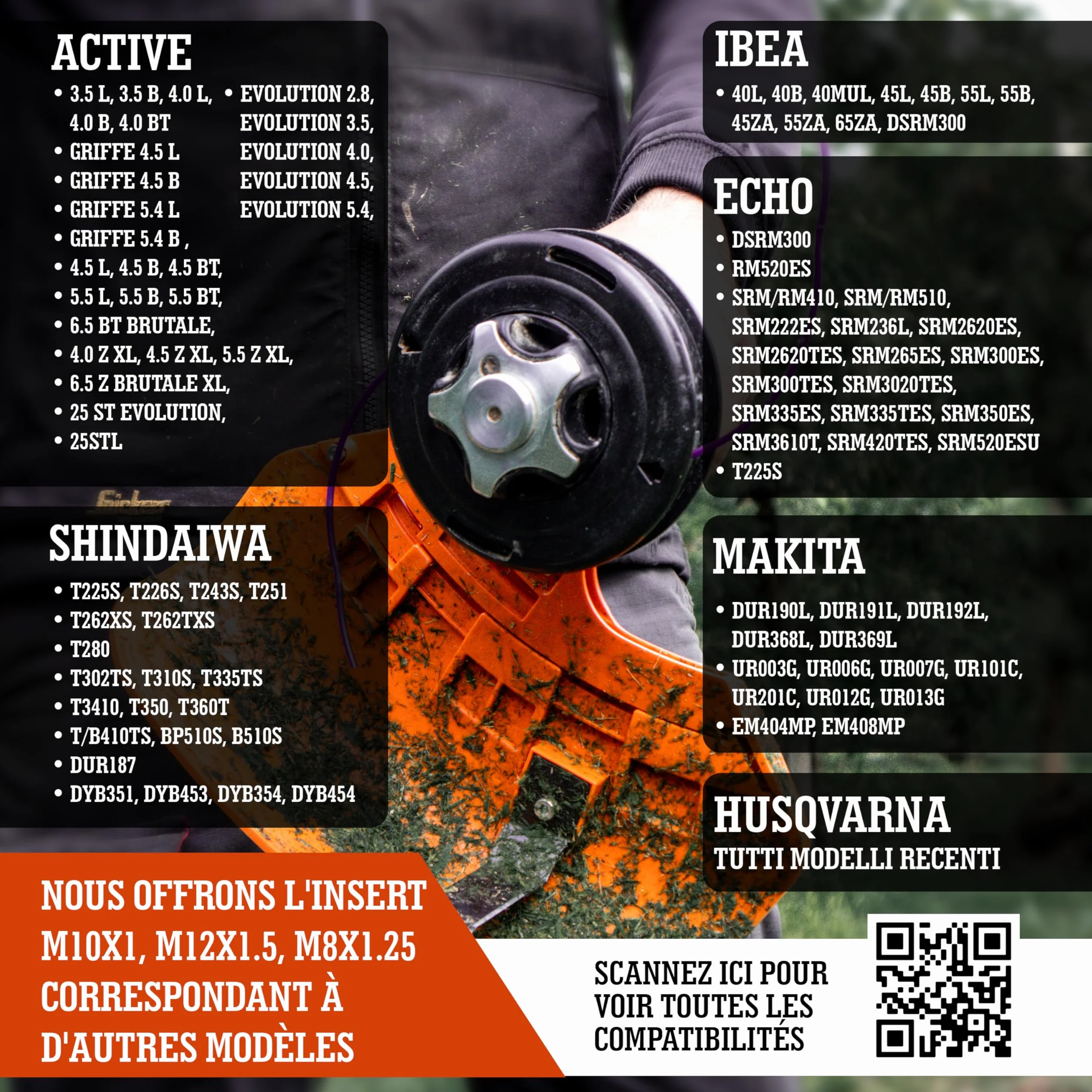 LERAVA Tête débroussailleuse Universelle M10 x1,25 Tap & Go Compatible Stihl Echo