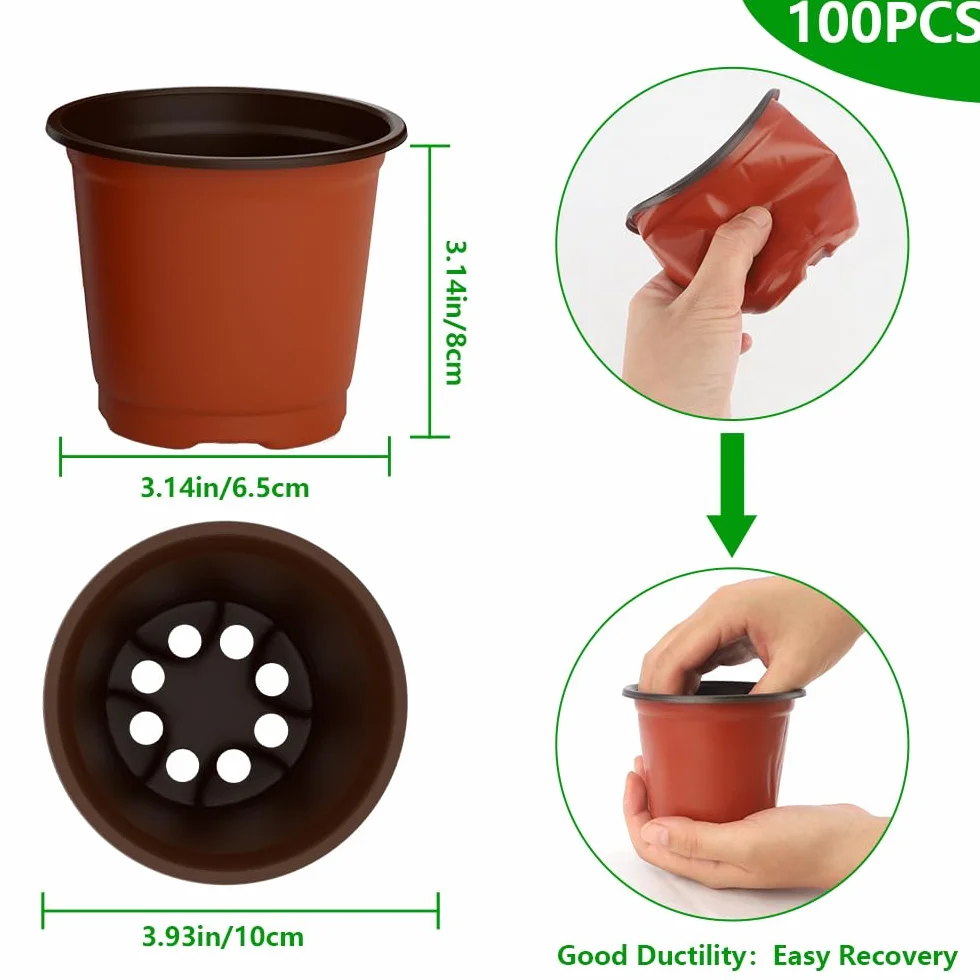 Pots pour semis 8 cm plastique lot de 100 pour plantes fleurs légumes fruits