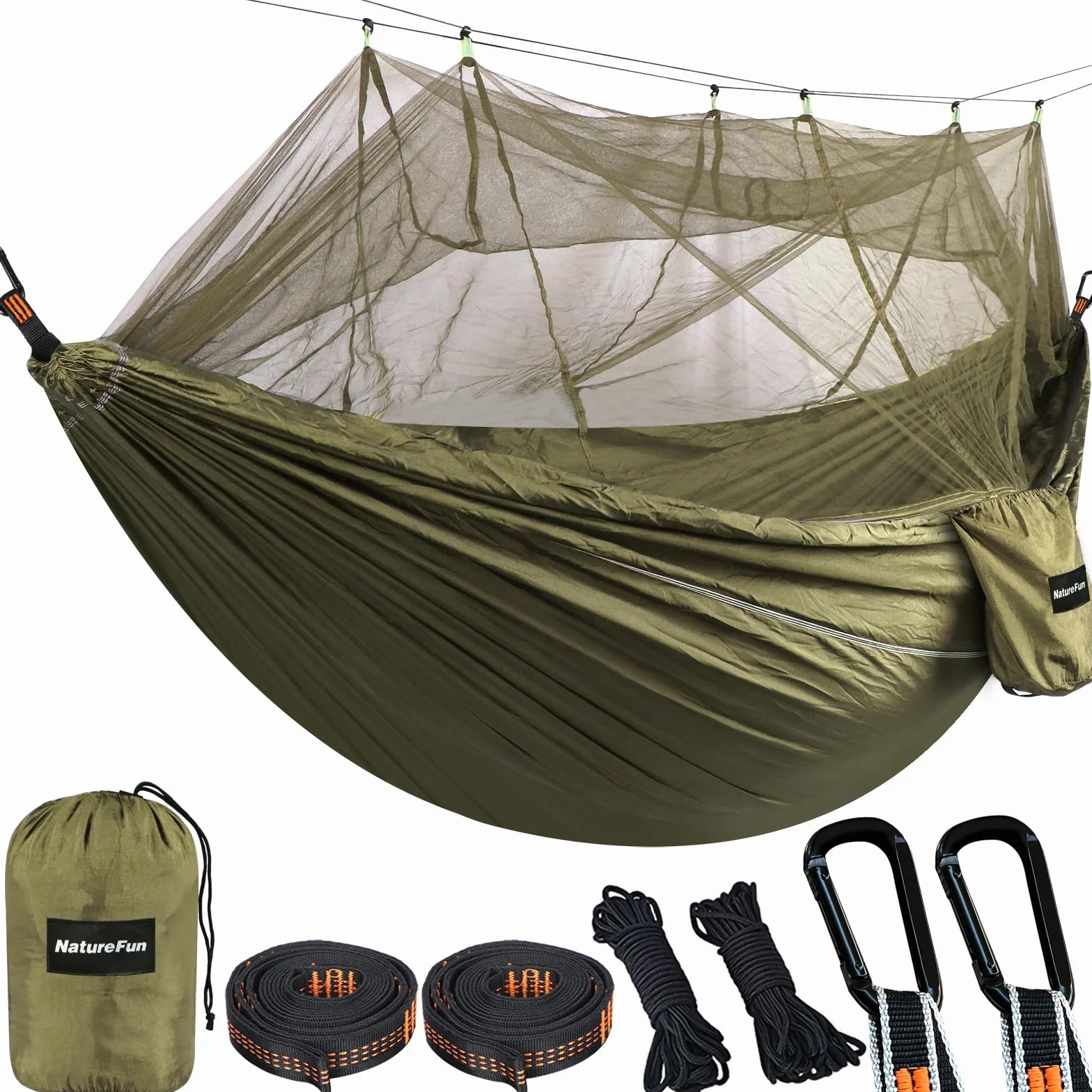 NatureFun Hamac Ultra-léger de Voyage Camping 300 kg Capacité de Charge 300 x 200 cm Respirante Nylon à Parachute