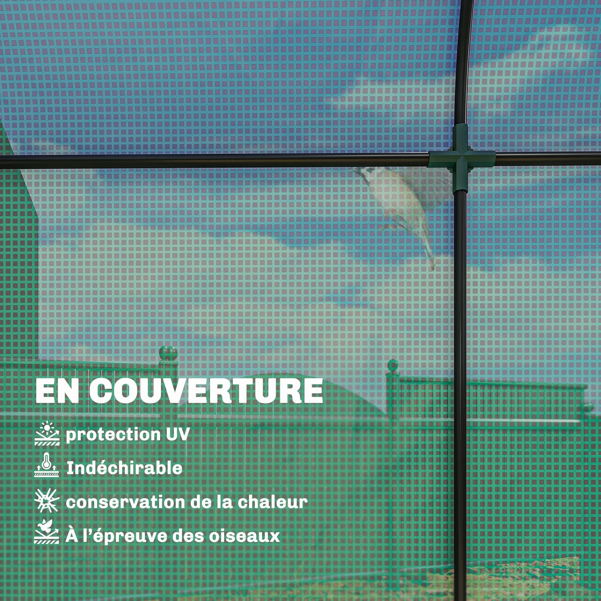 Outsunny Serre de Jardin, Petite Serre de Balcon en Bâche PE et Châssis Acier, Porte Roulante, Fenêtres en Maille, 170 x 68 x 200 cm, Vert