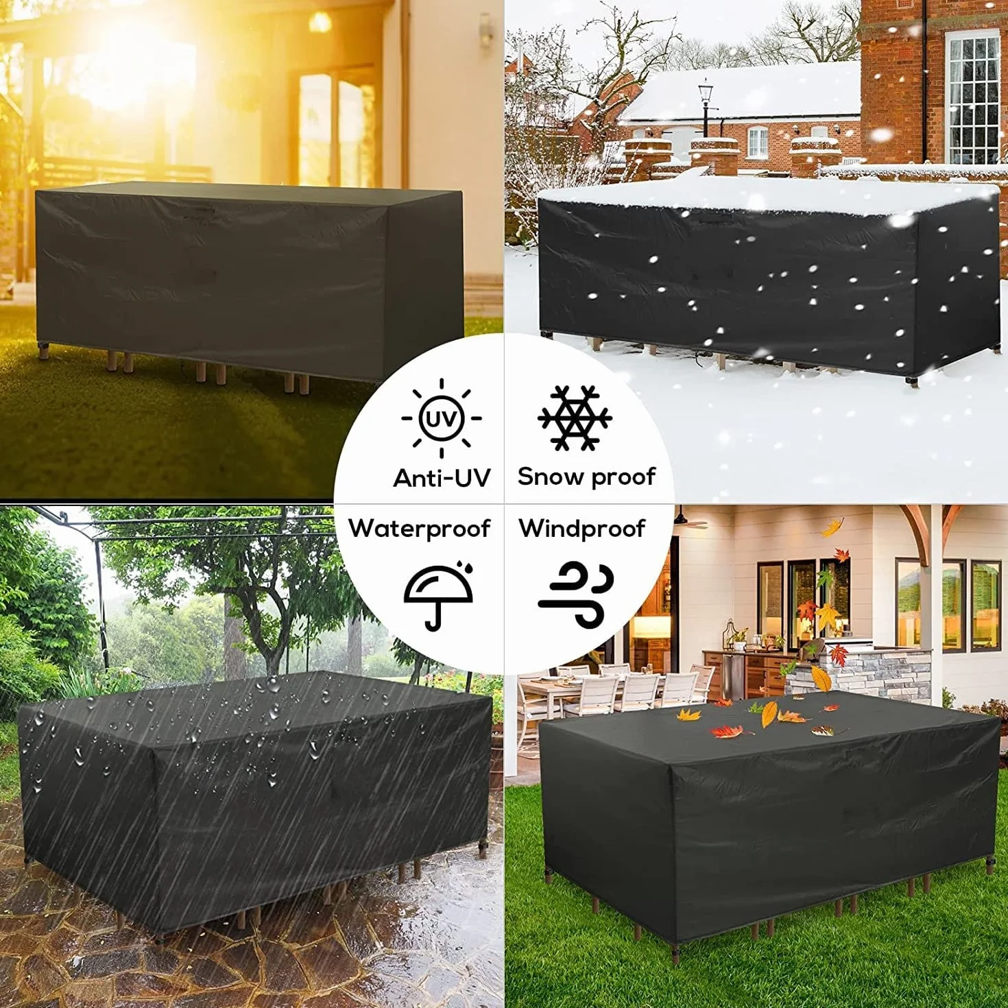 Housse Table de Jardin 110x80x70cm Imperméable Anti-UV 600D Oxford Rectangulaire