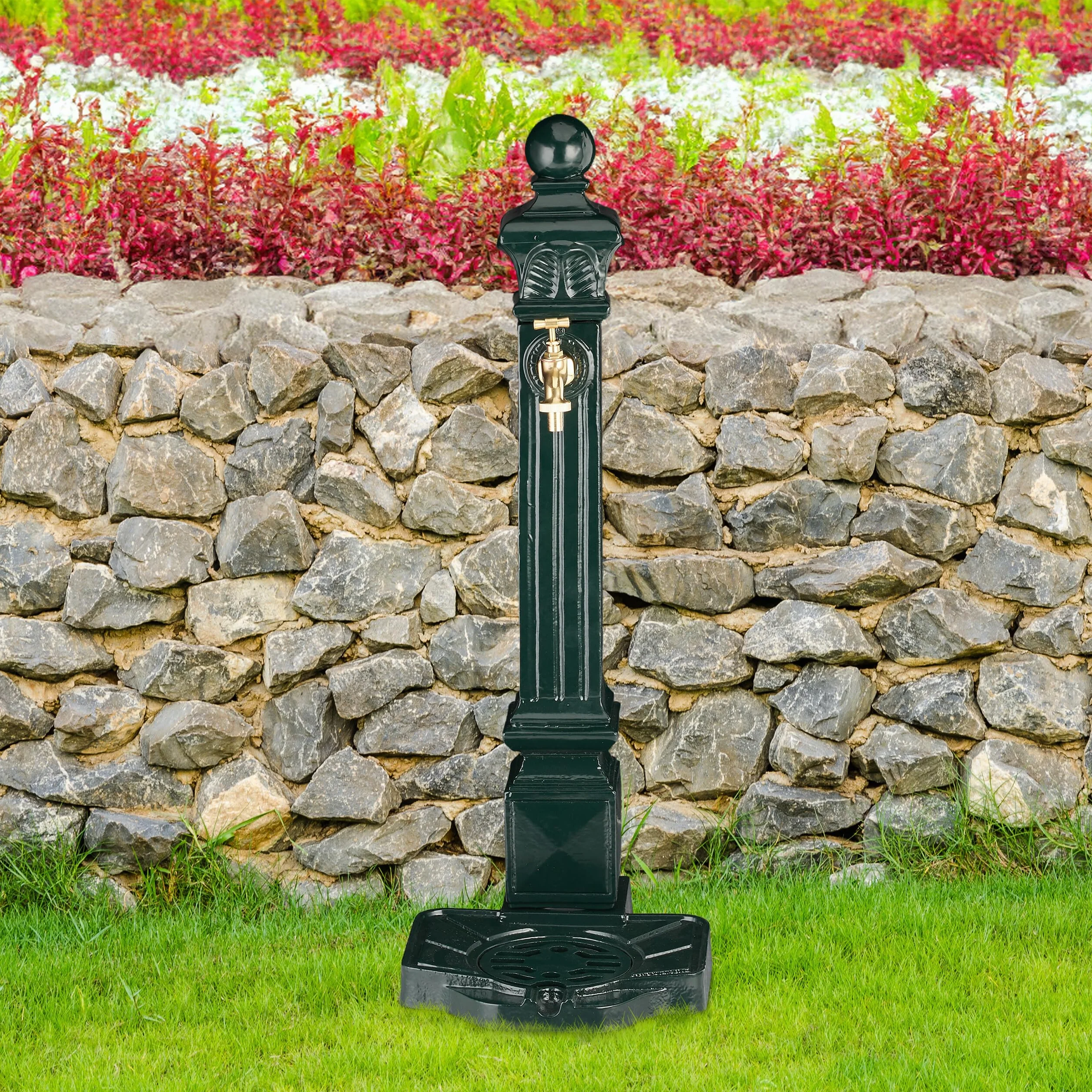 Relaxdays Fontanna na Pied angulaire Style antique, Vert foncé