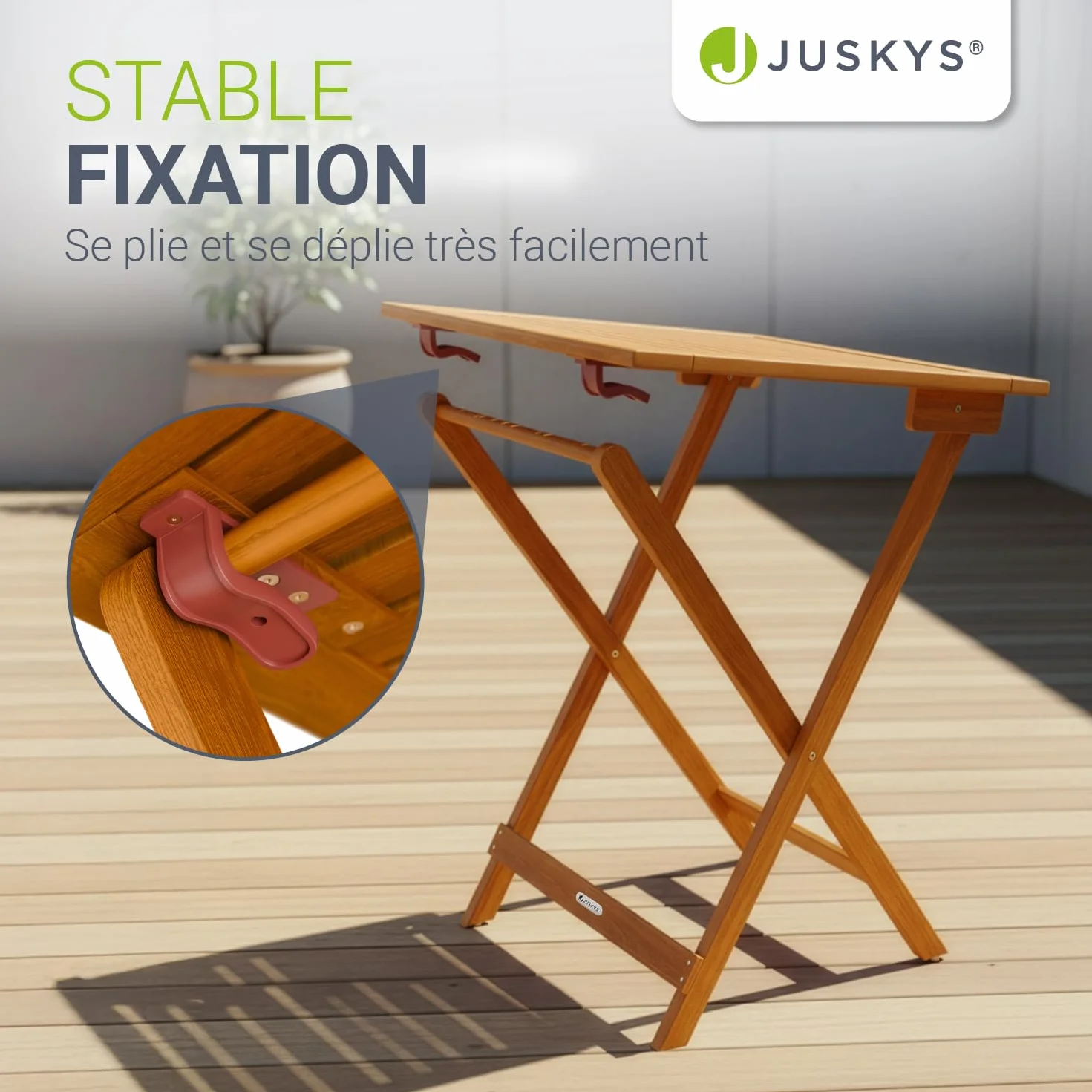 Table d'appoint extérieur Zadar XL Acacia traité 76 x 60 x 60cm Pliable Balcon Terrasse