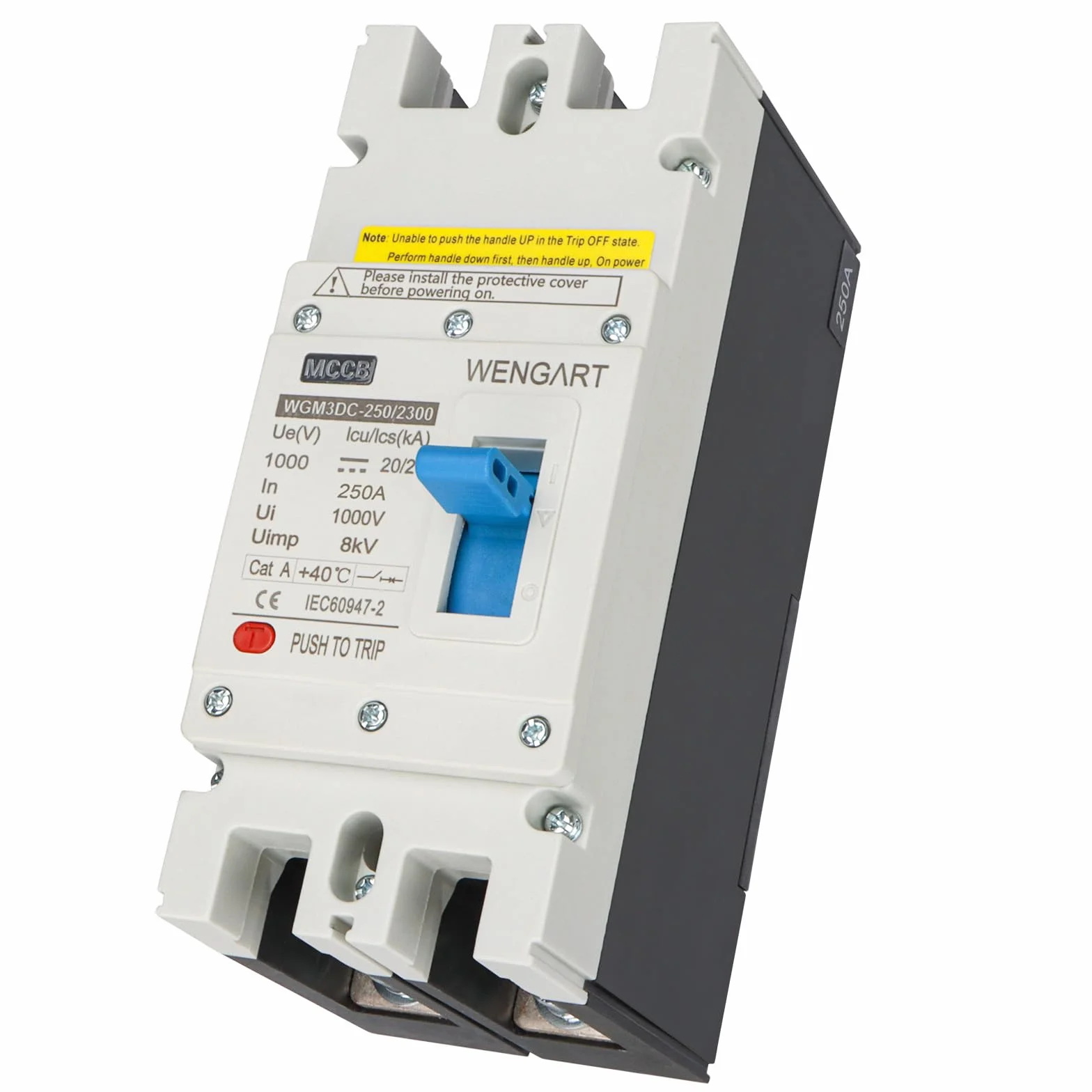 Wengart Disjoncteur Boîtier Moulé DC 250A - WGM3DC-250 - DC 1000V (2 Pôles) - Haute Performance pour Systèmes Photovoltaïques et Réseaux Ferroviaires - Pouvoir de Coupure Renforcé