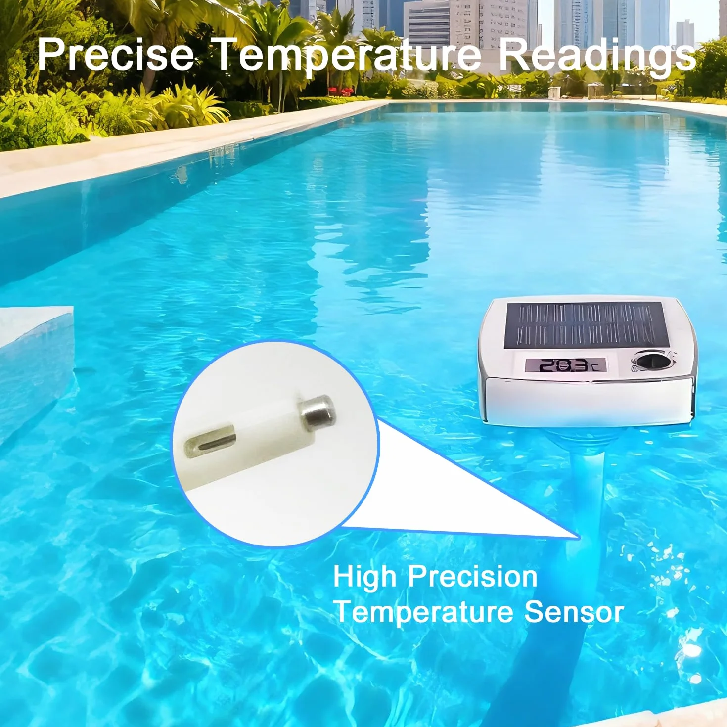 Thermomètre Piscine Solaire Flottant IP68 Écran LCD Numérique