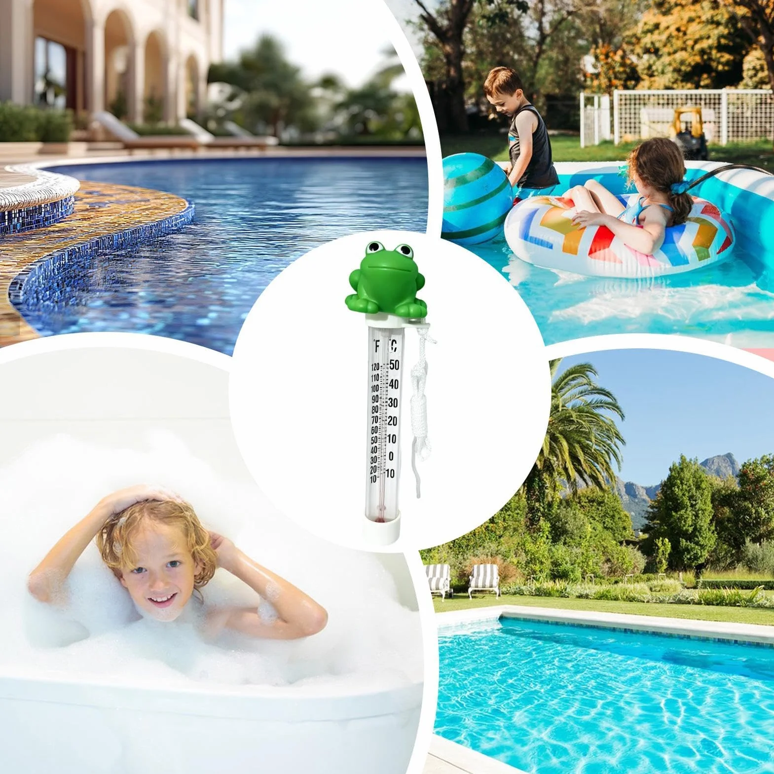 Thermomètre Piscine Grenouille Grand Affichage Flottant Incassable Facile à Lire pour Piscine Spa Bain