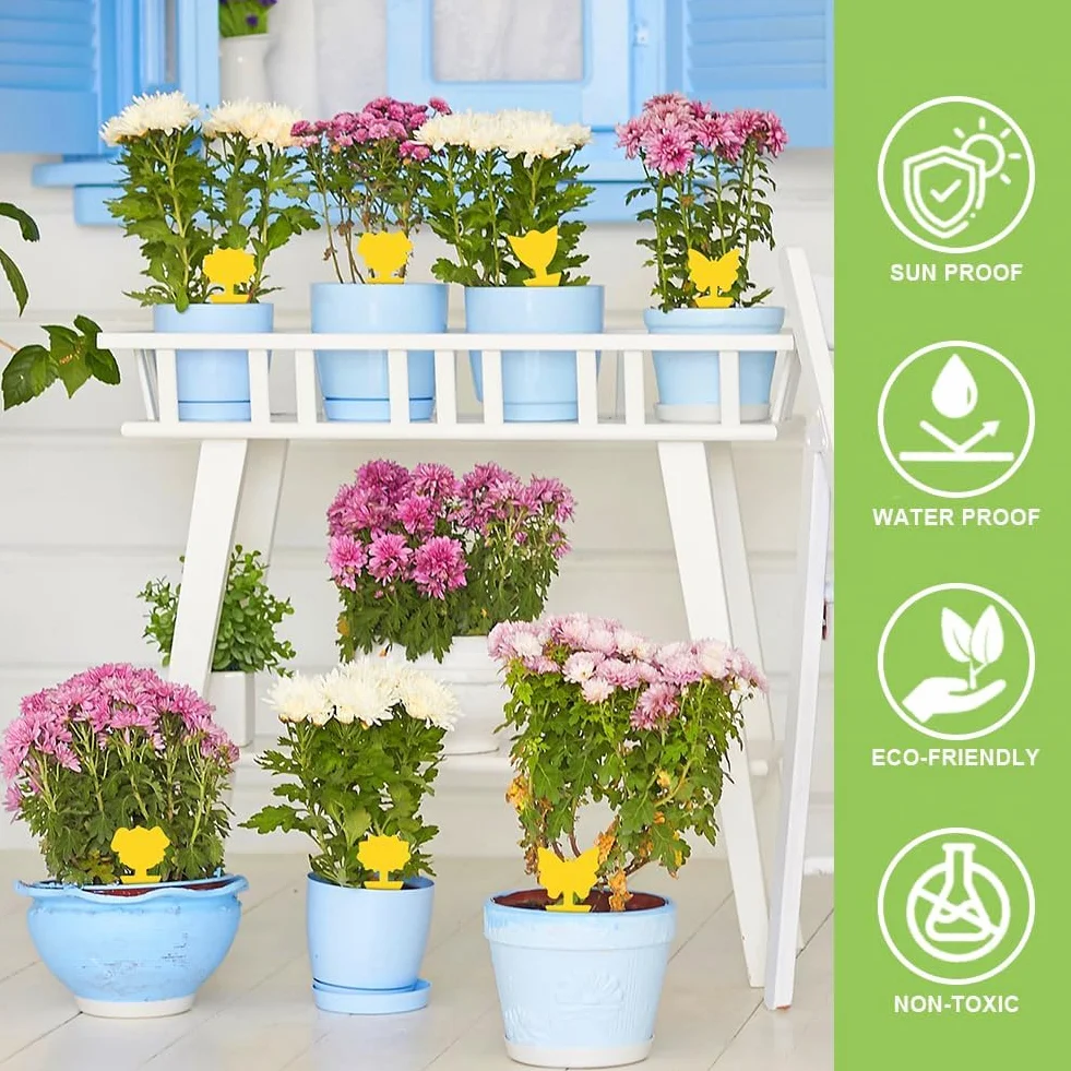 Flintronic Pièges à Insectes 120PC Attrape Moucheron Plantes Plug-in Autocollants Colle Double sans Insecticide Anti Moucheron Plante