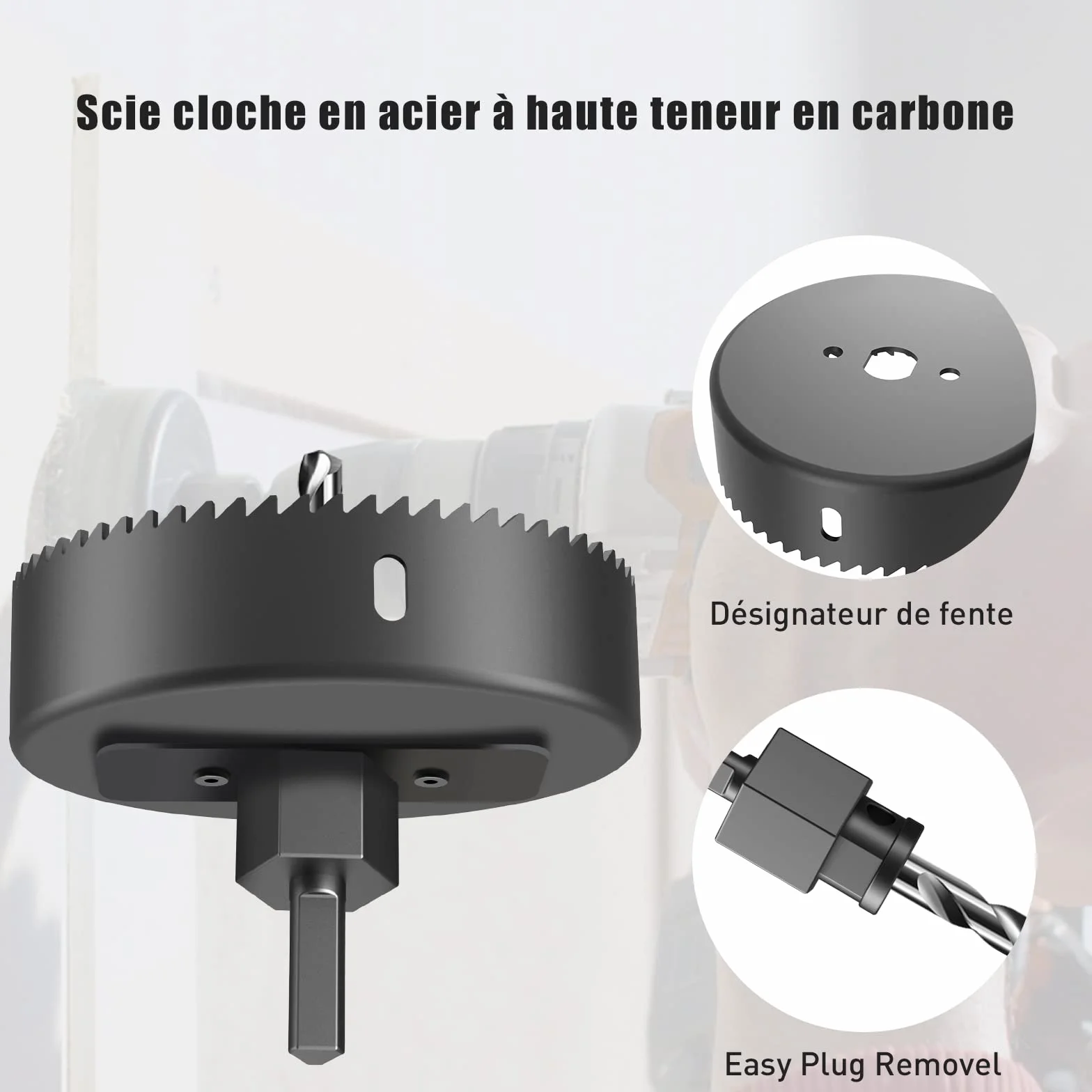 HYCHIKA Scie Cloche Bois, 19pcs Coffret Scie Cloche Circulaires, Diamètre 19-127 mm, Perceuse idéale pour les Planches en Bois Minces, les Plaques en PVC et en Plastique